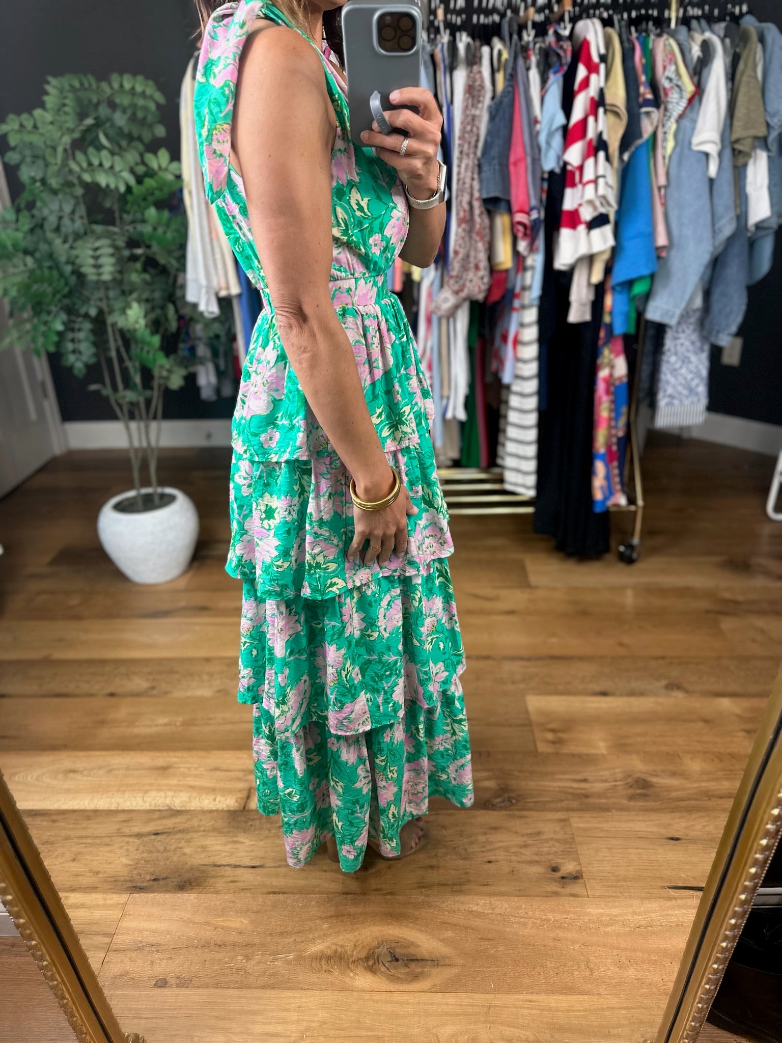 At Garden's Gate Floral Dress-Dresses-Entro-Anna Kaytes Boutique, Women's Fashion Boutique in Grinnell, Iowa