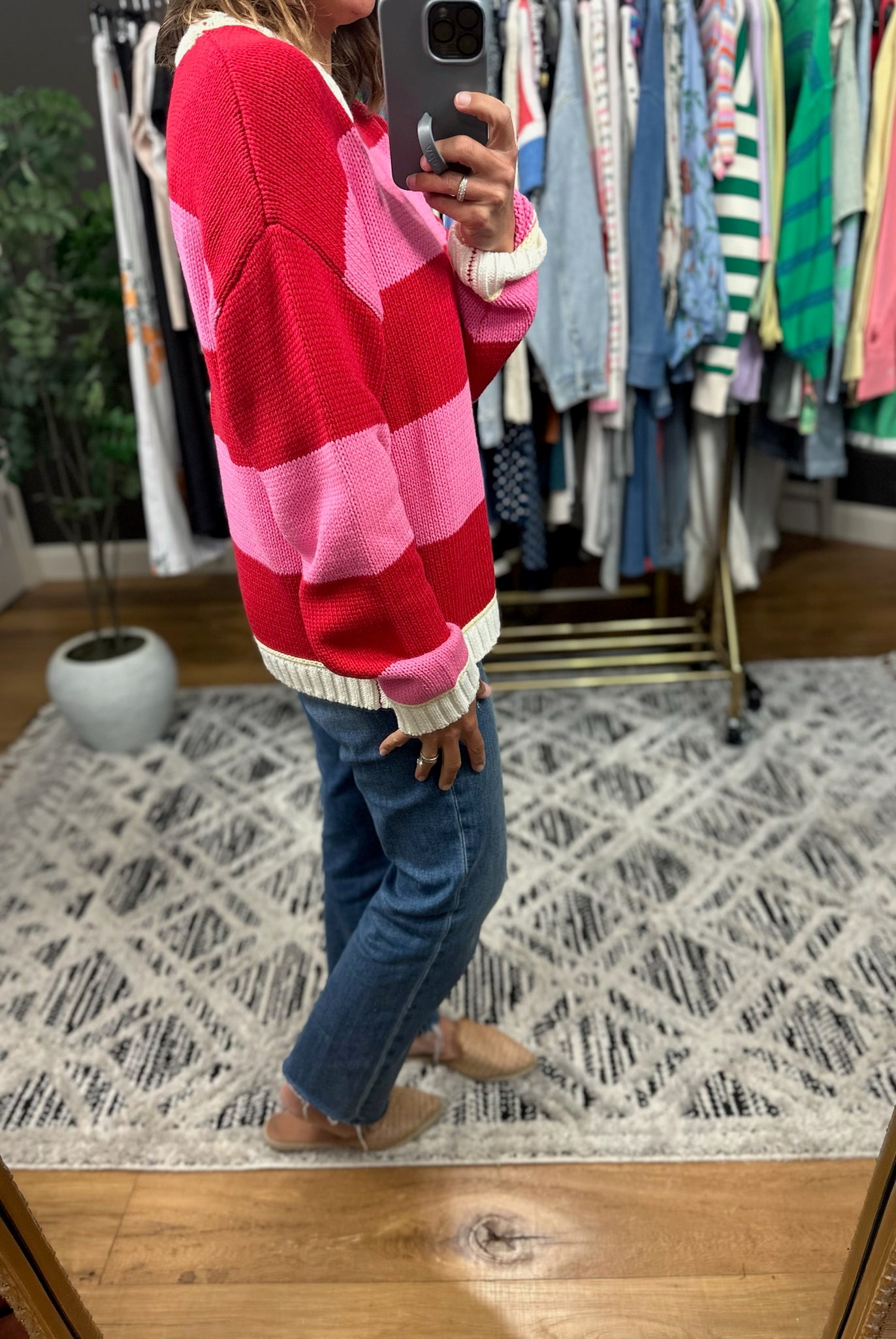 Heart The Lover Striped Crew Sweater-Sweaters-Hem & Thread-Anna Kaytes Boutique, Women's Fashion Boutique in Grinnell, Iowa