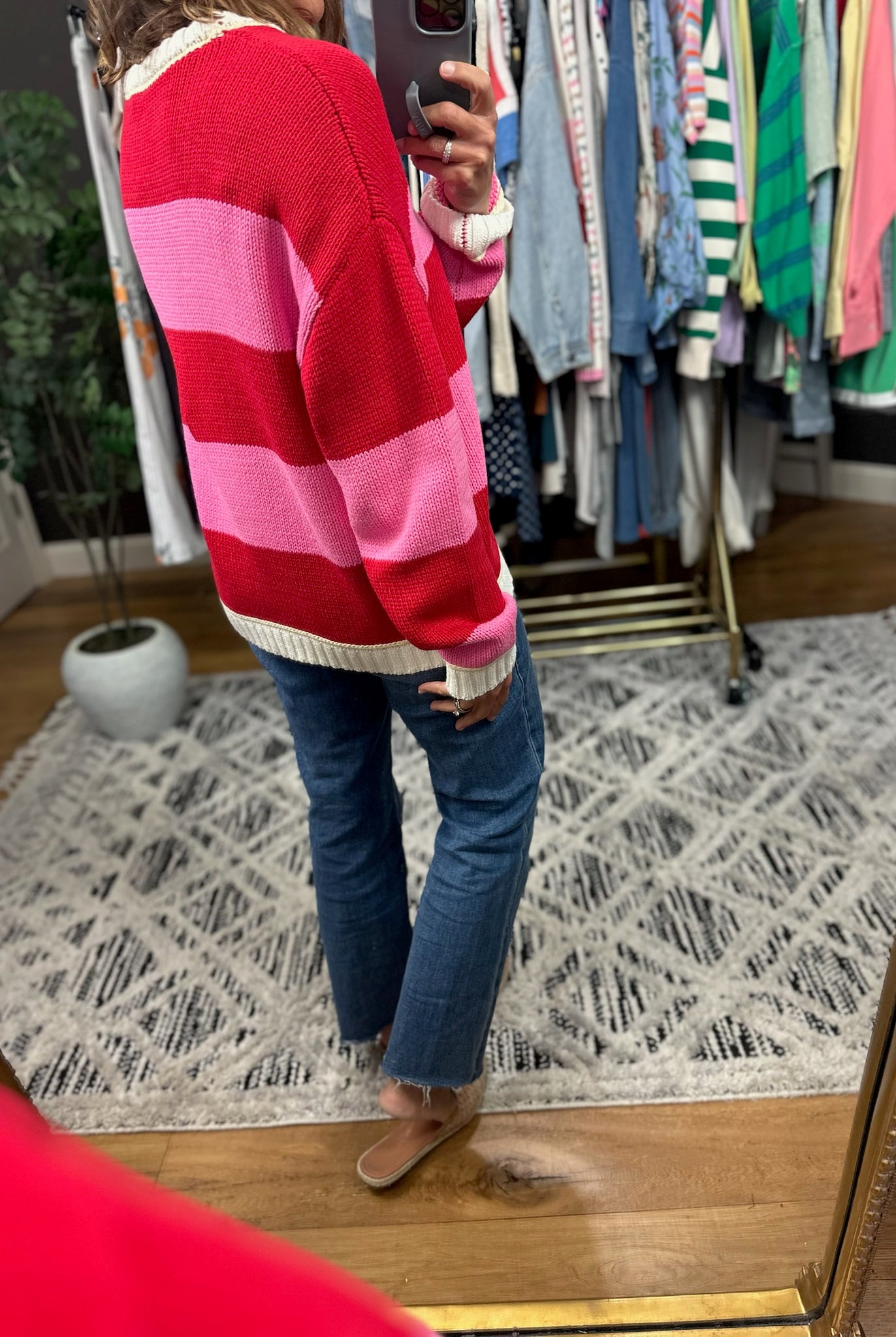 Heart The Lover Striped Crew Sweater-Sweaters-Hem & Thread-Anna Kaytes Boutique, Women's Fashion Boutique in Grinnell, Iowa