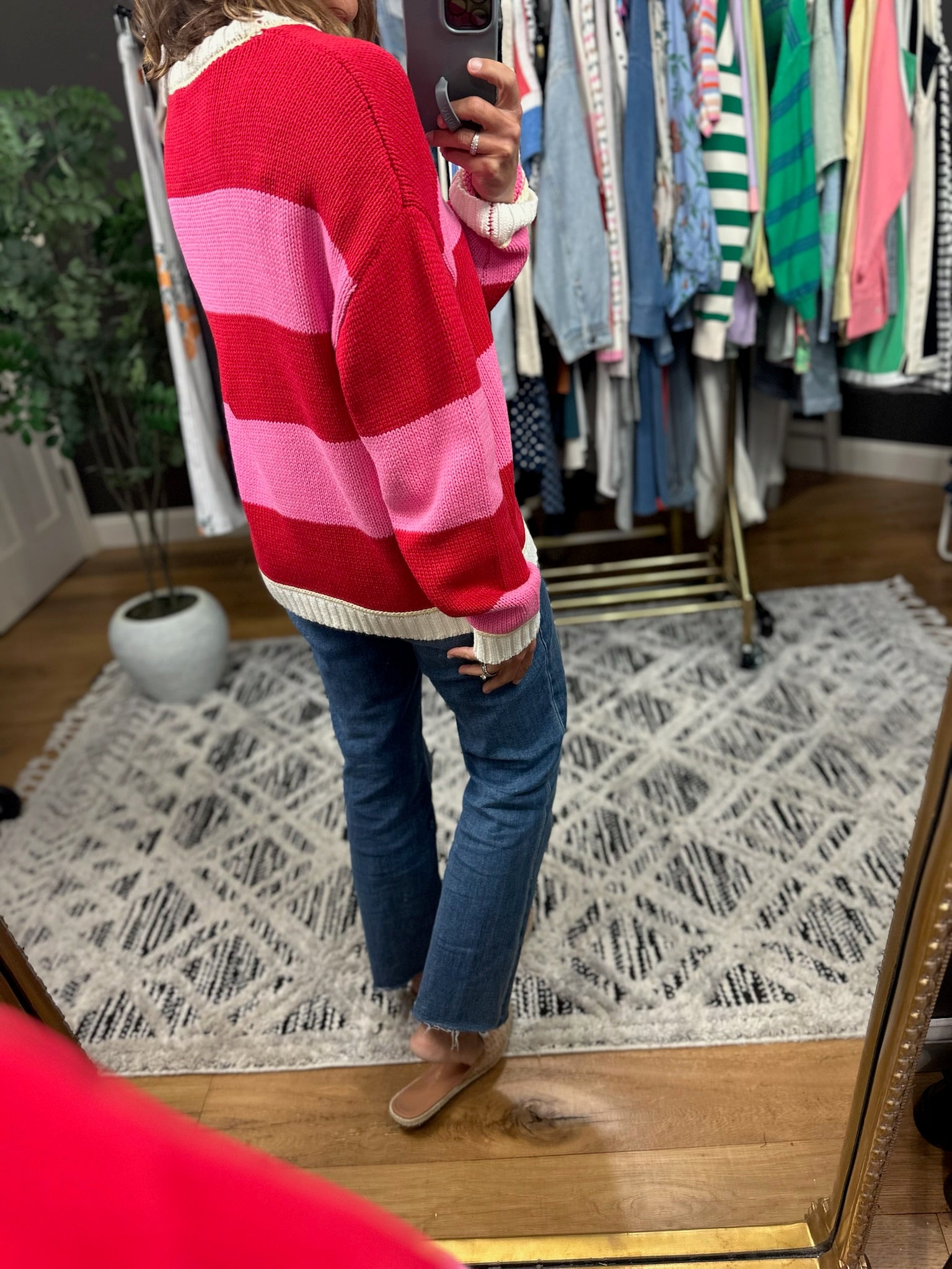 Heart The Lover Striped Crew Sweater-Sweaters-Hem & Thread-Anna Kaytes Boutique, Women's Fashion Boutique in Grinnell, Iowa