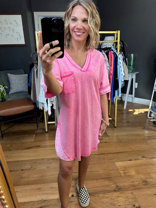 On My Way Washed T-Shirt Dress - Multiple Options-Very J ND31134-Anna Kaytes Boutique, Women's Fashion Boutique in Grinnell, Iowa