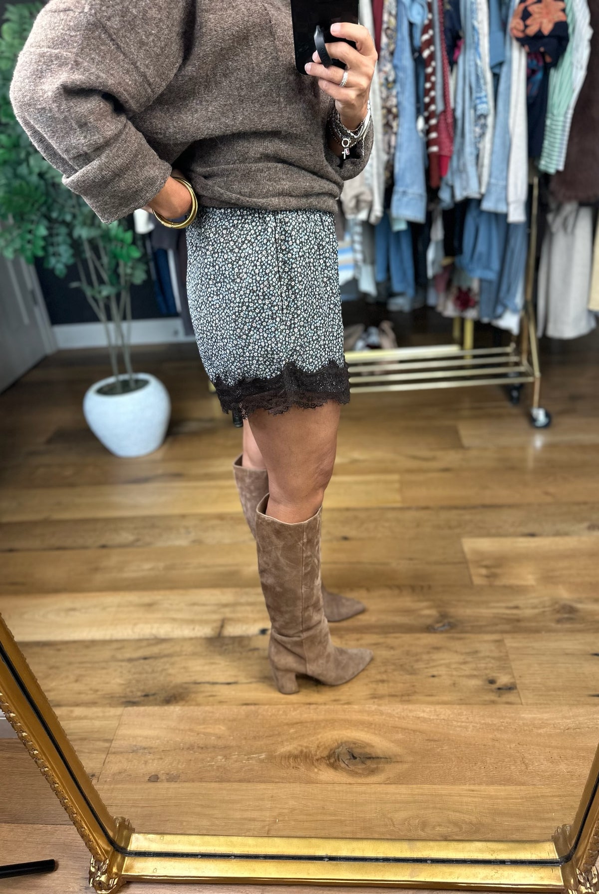 Every Step Ditsy Floral Lace Trim Shorts-Shorts-Wishlist-Anna Kaytes Boutique, Women's Fashion Boutique in Grinnell, Iowa