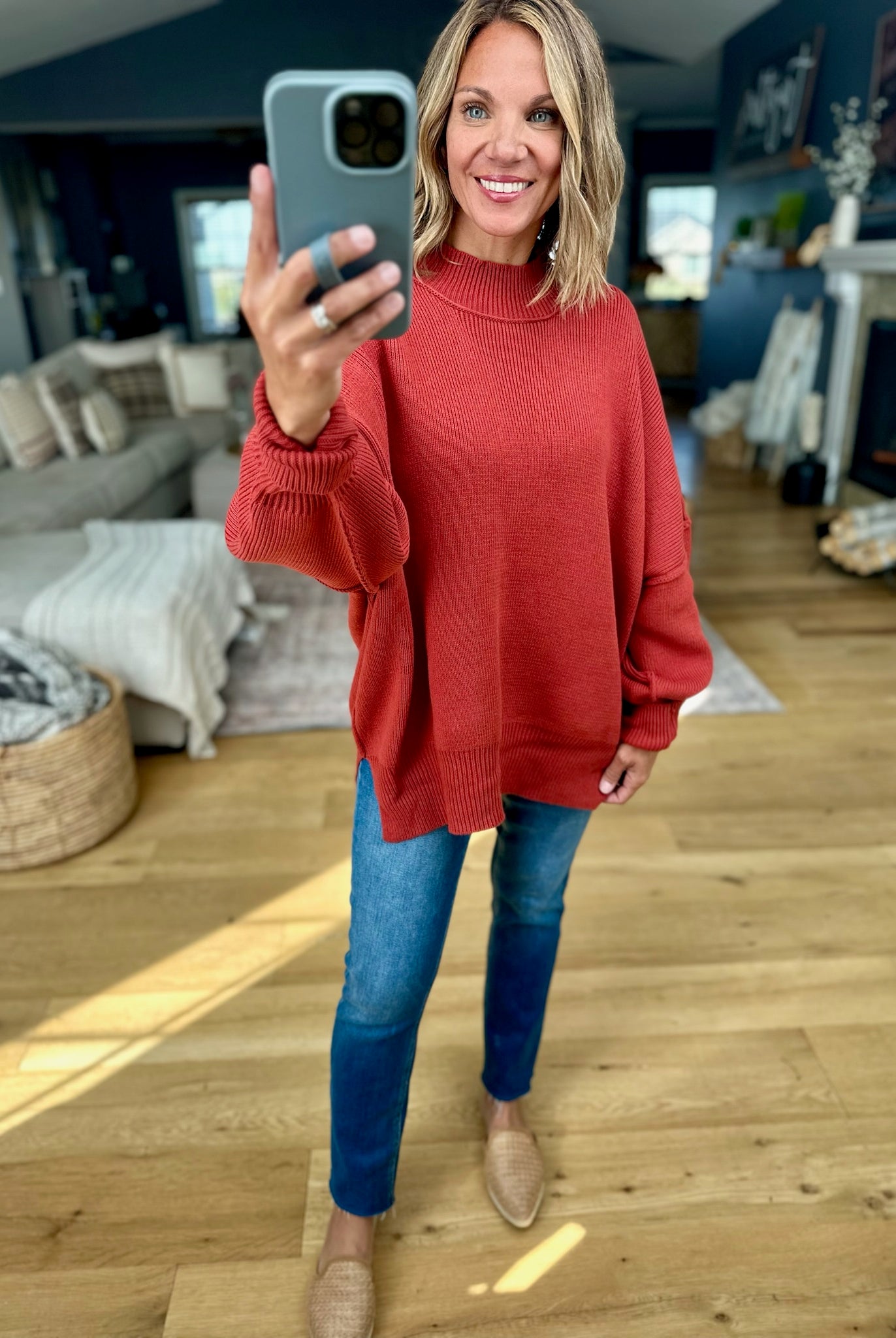 The Jaymes Mockneck Oversized Sweater-zenana-Anna Kaytes Boutique, Women's Fashion Boutique in Grinnell, Iowa