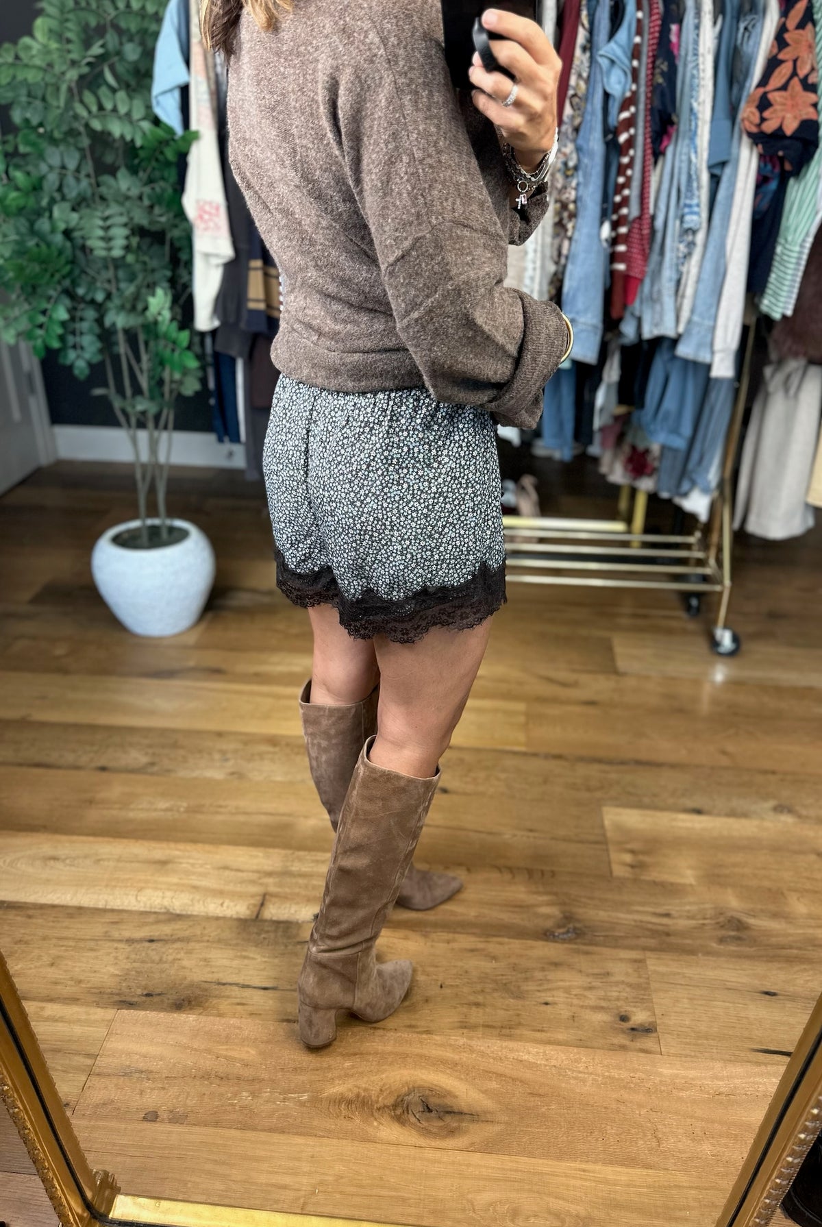 Every Step Ditsy Floral Lace Trim Shorts-Shorts-Wishlist-Anna Kaytes Boutique, Women's Fashion Boutique in Grinnell, Iowa