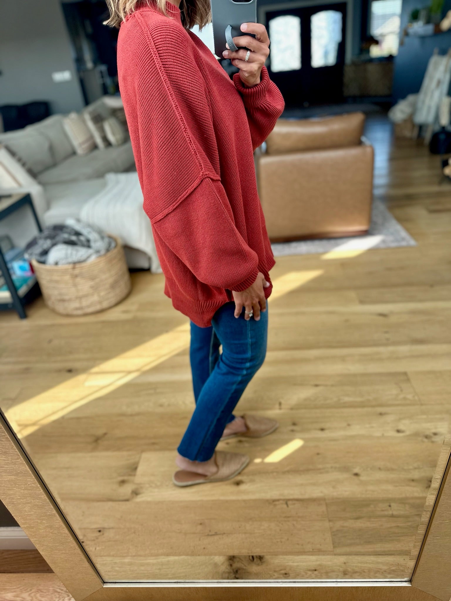 The Jaymes Mockneck Oversized Sweater-Sweaters-zenana-Anna Kaytes Boutique, Women's Fashion Boutique in Grinnell, Iowa