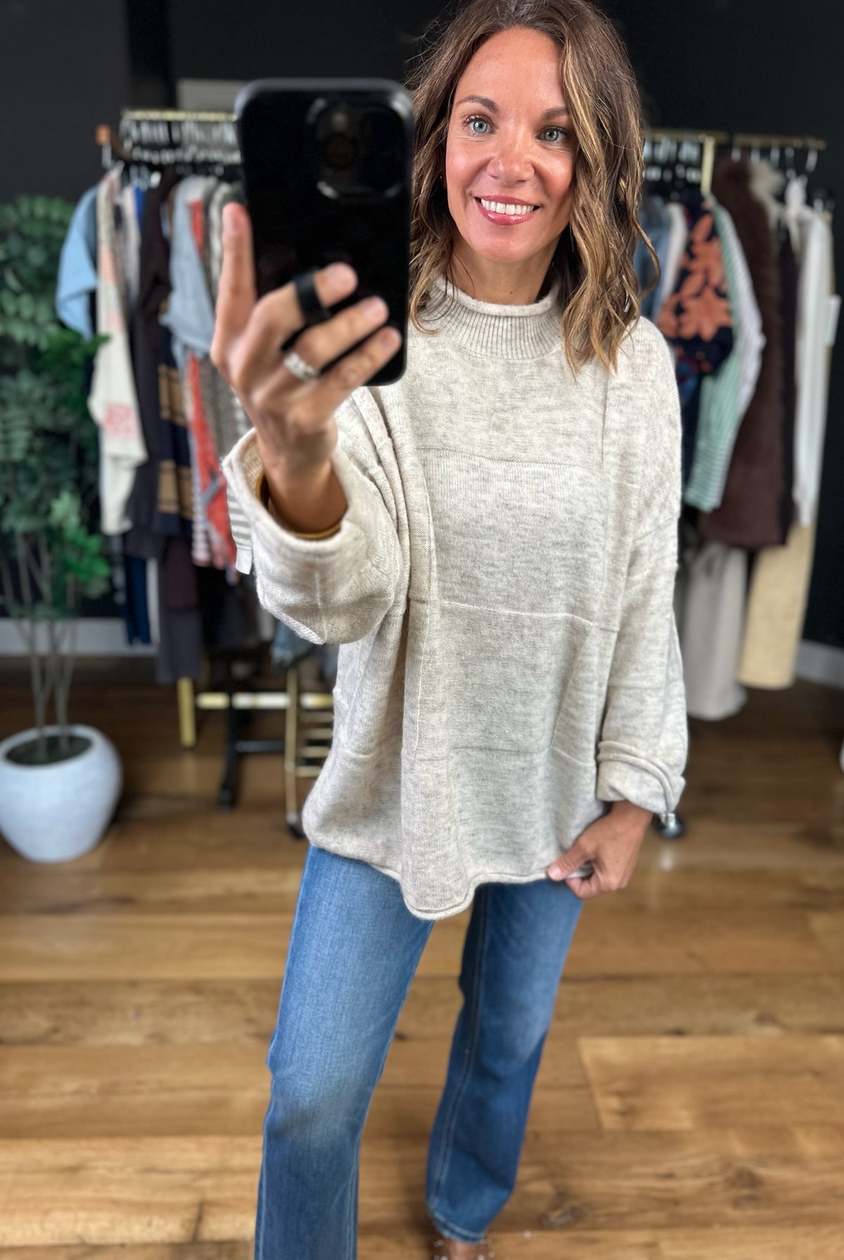Who You Are Rolled Hem Oversized Sweater-Sweaters-Blu Pepper-Anna Kaytes Boutique, Women's Fashion Boutique in Grinnell, Iowa