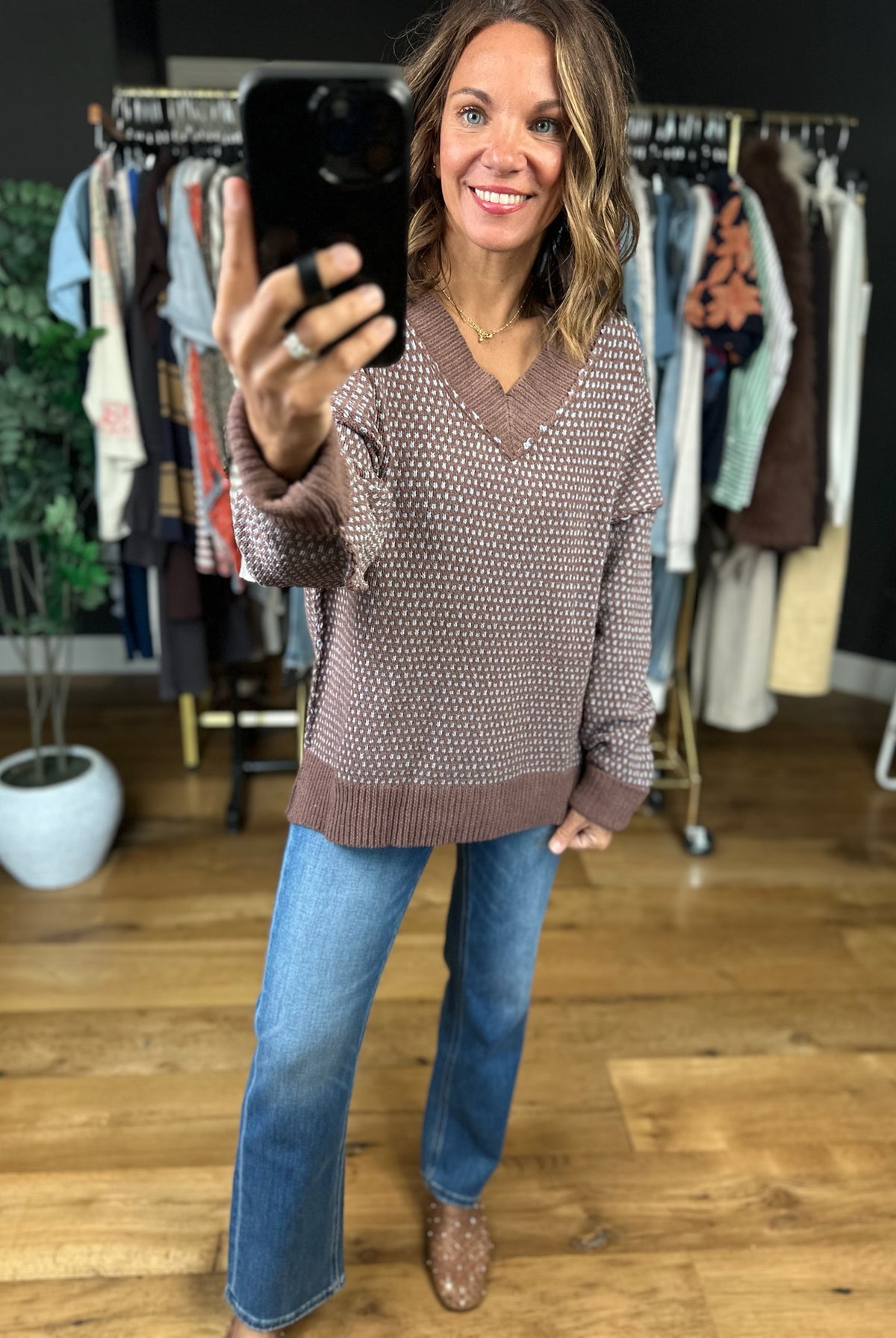 Have My Heart V-Neck Knit Sweater-Sweaters-Very J-Anna Kaytes Boutique, Women's Fashion Boutique in Grinnell, Iowa