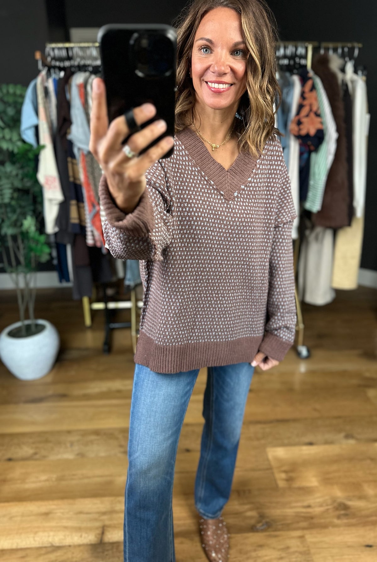 Have My Heart V-Neck Knit Sweater-Sweaters-Very J-Anna Kaytes Boutique, Women's Fashion Boutique in Grinnell, Iowa