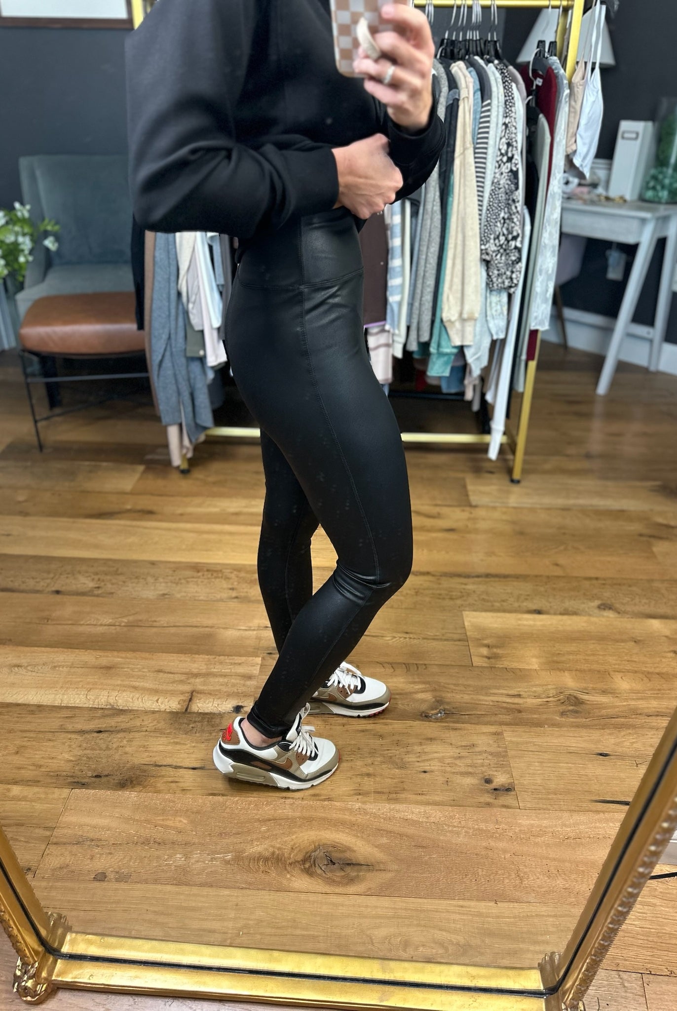 Different Views Faux-Leather Leggings - Black-Thread & Supply-Anna Kaytes Boutique, Women's Fashion Boutique in Grinnell, Iowa