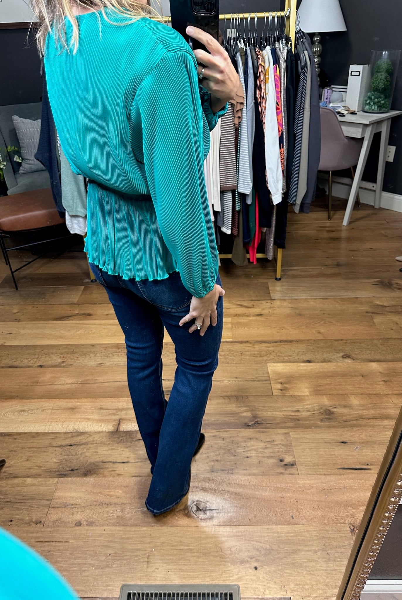 Come Along Textured Peplum V-Neck Top - Multiple Options-Long Sleeves-Wishlist WL23-7842-Anna Kaytes Boutique, Women's Fashion Boutique in Grinnell, Iowa