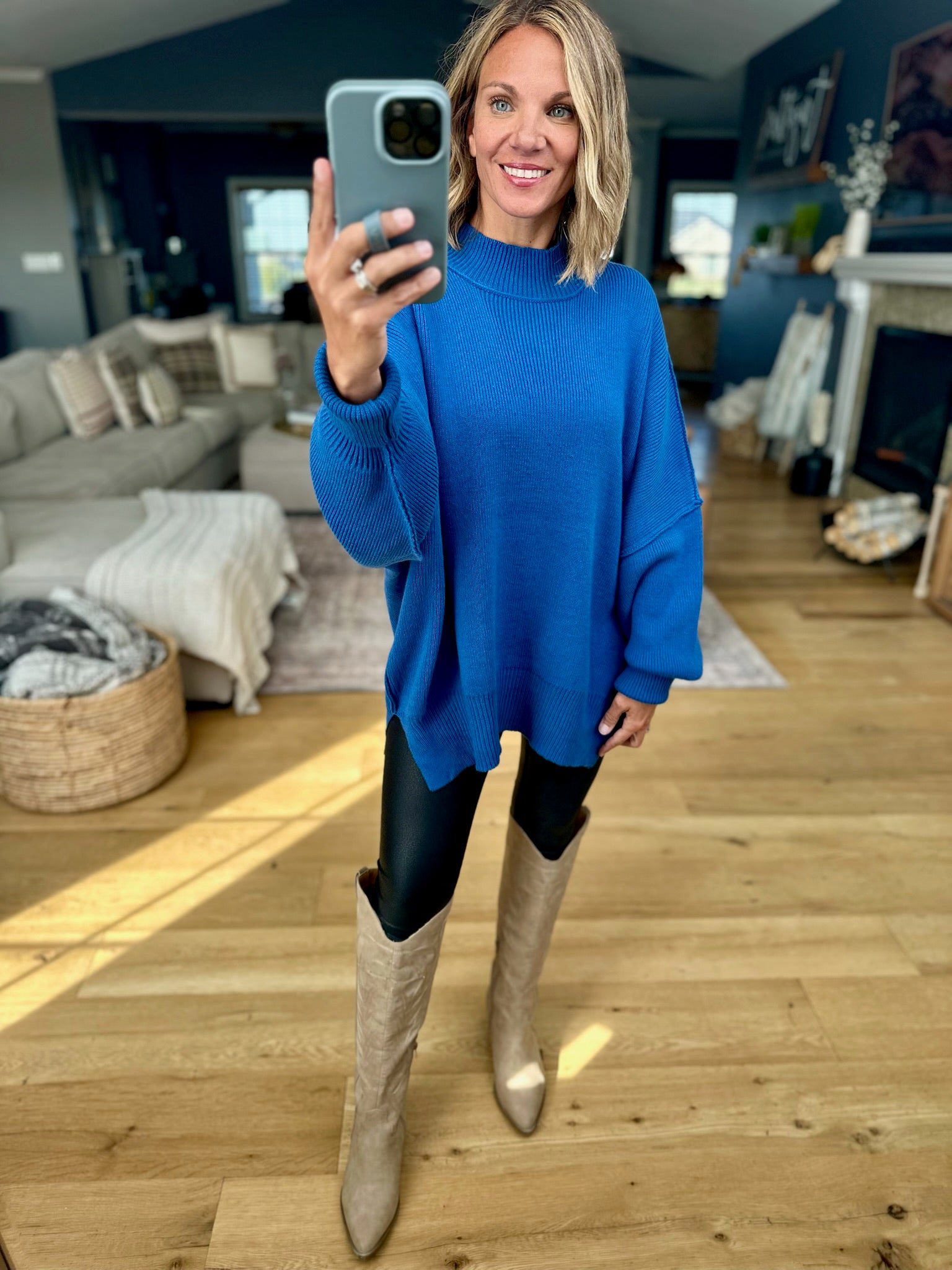 The Jaymes Mockneck Oversized Sweater-Sweaters-zenana-Anna Kaytes Boutique, Women's Fashion Boutique in Grinnell, Iowa