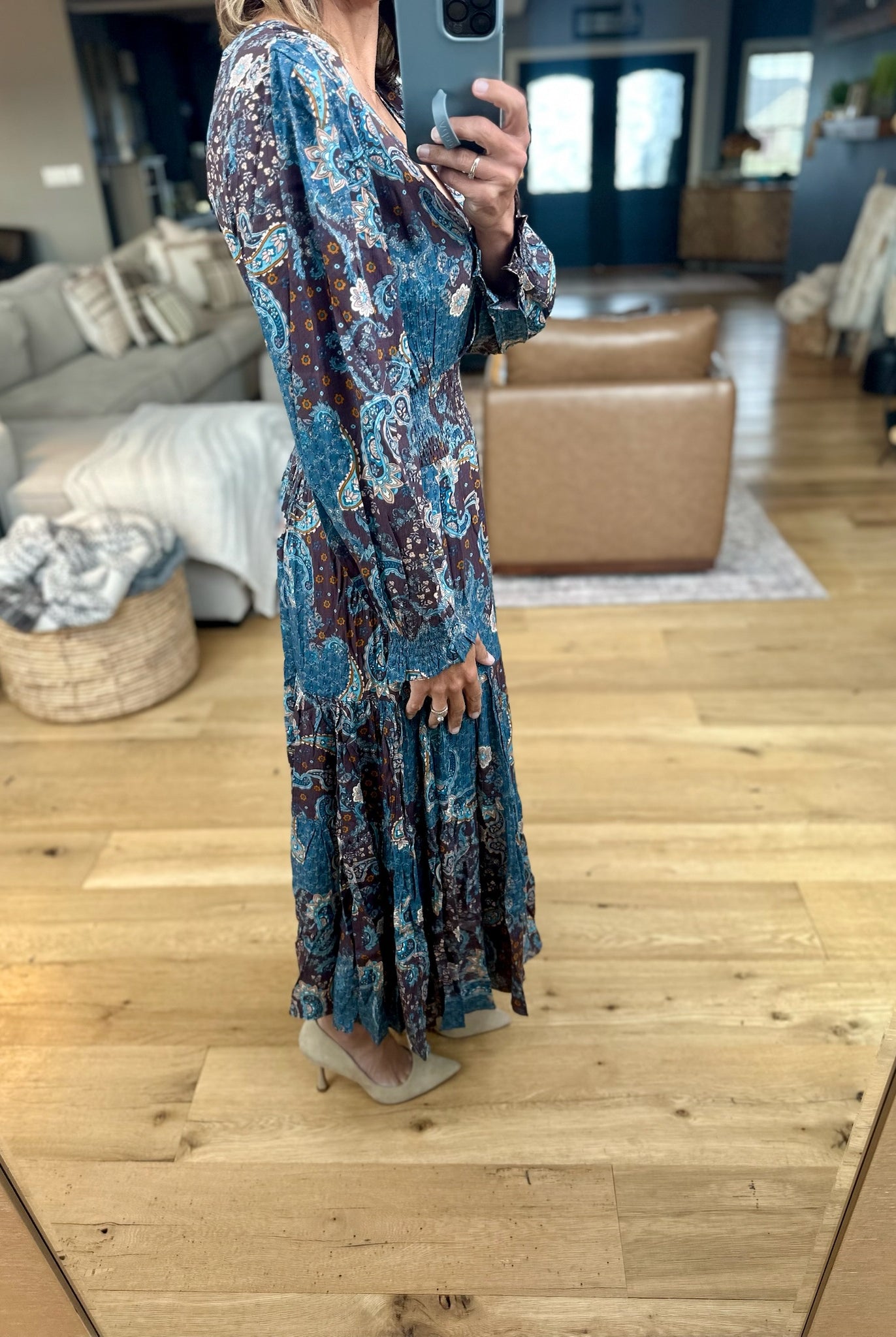 Enchanted Paisley V-Neck Dress-Dress Forum-Anna Kaytes Boutique, Women's Fashion Boutique in Grinnell, Iowa