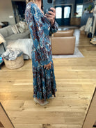 Enchanted Paisley V-Neck Dress-Dress Forum-Anna Kaytes Boutique, Women's Fashion Boutique in Grinnell, Iowa