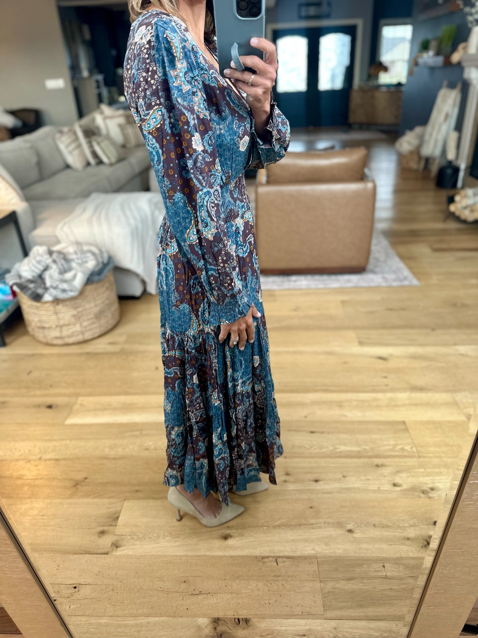 Enchanted Paisley V-Neck Dress-Dress Forum-Anna Kaytes Boutique, Women's Fashion Boutique in Grinnell, Iowa
