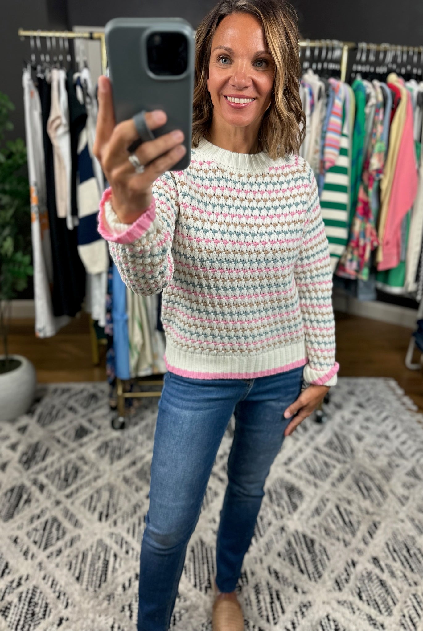 Time For Fun Woven Knit-Sweaters-Hem & Thread-Anna Kaytes Boutique, Women's Fashion Boutique in Grinnell, Iowa