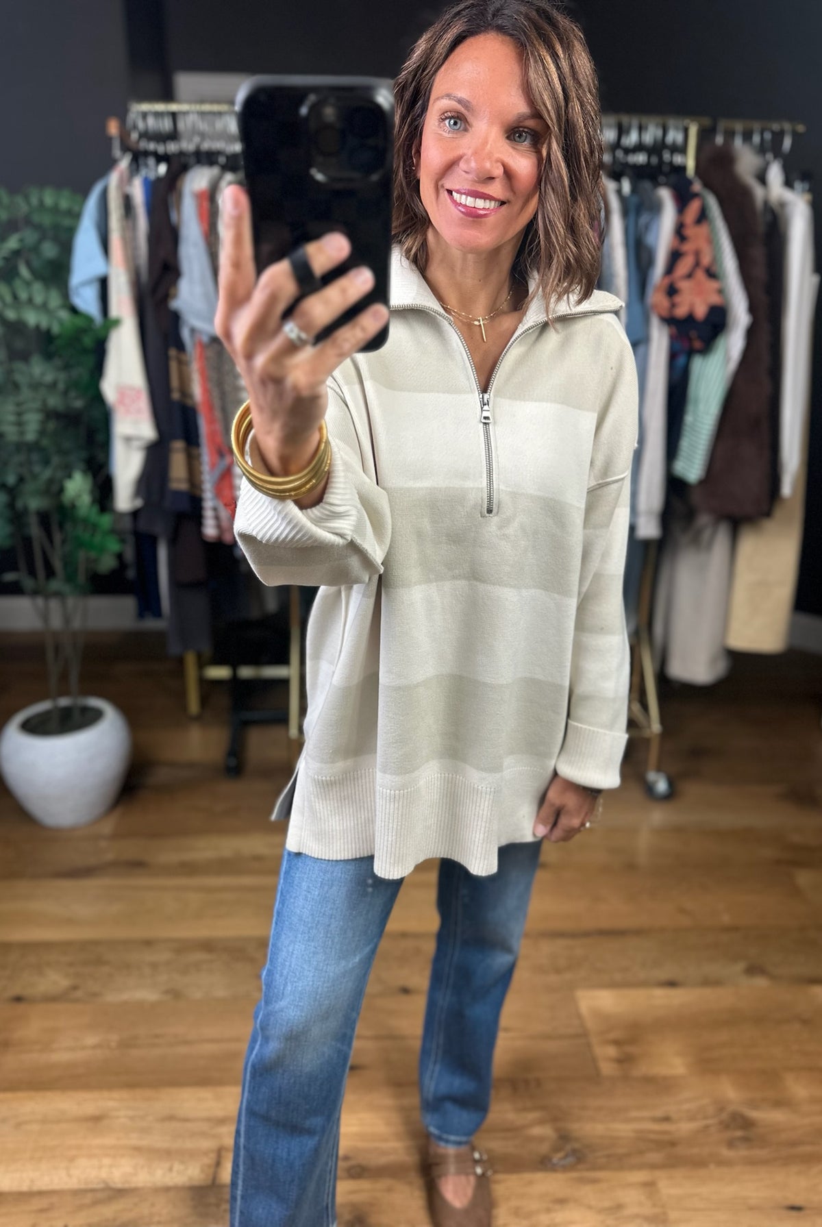 Moving On Zip-Up Knit-Sweaters-By Together-Anna Kaytes Boutique, Women's Fashion Boutique in Grinnell, Iowa