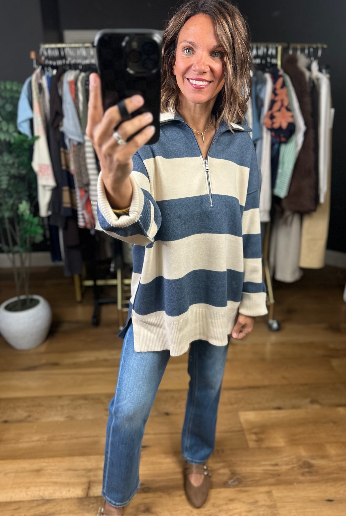 Moving On Zip-Up Knit-Sweaters-By Together-Anna Kaytes Boutique, Women's Fashion Boutique in Grinnell, Iowa