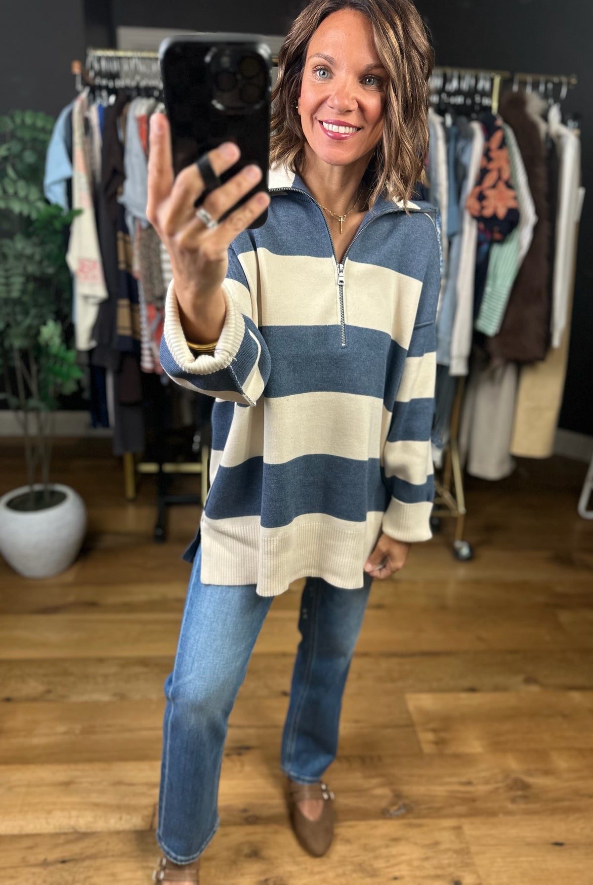 Moving On Zip-Up Knit-Sweaters-By Together-Anna Kaytes Boutique, Women's Fashion Boutique in Grinnell, Iowa