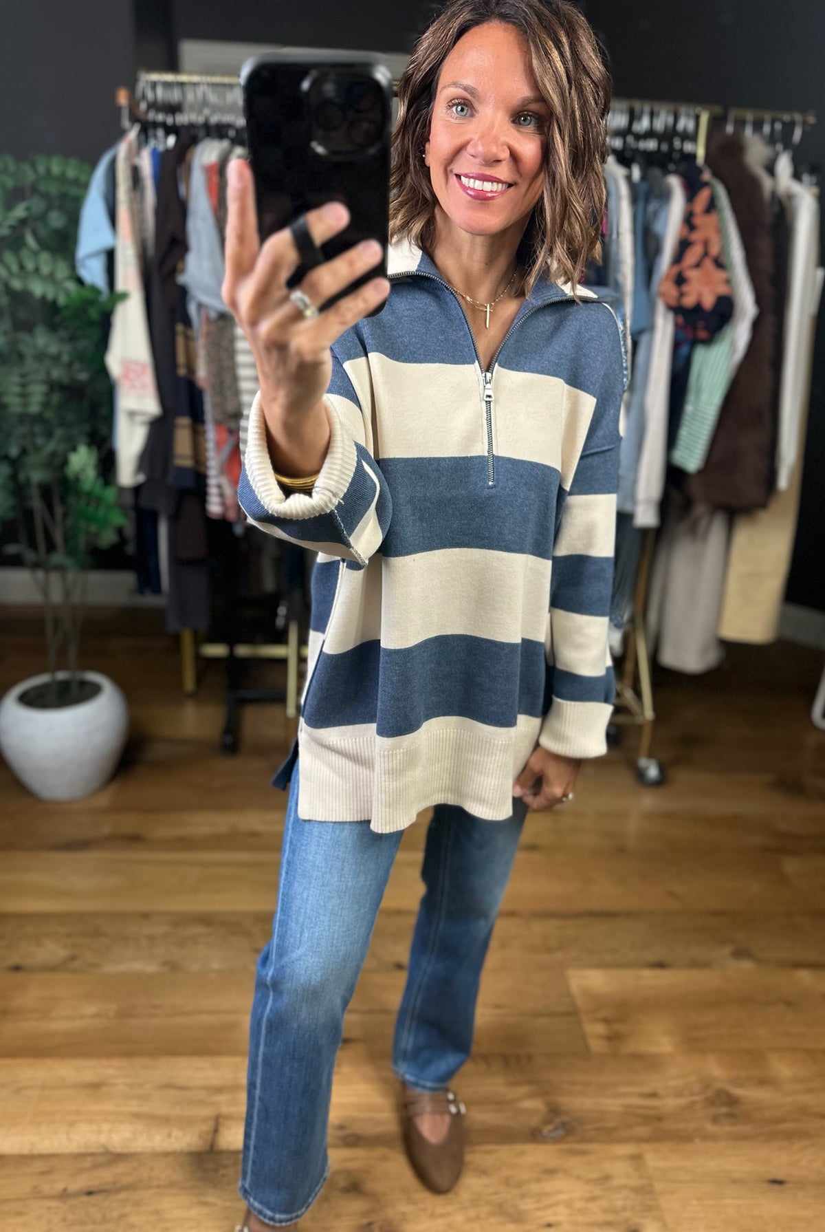 Moving On Zip-Up Knit-Sweaters-By Together-Anna Kaytes Boutique, Women's Fashion Boutique in Grinnell, Iowa
