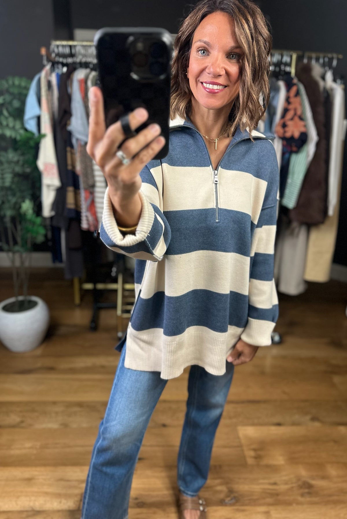 Moving On Zip-Up Knit-Sweaters-By Together-Anna Kaytes Boutique, Women's Fashion Boutique in Grinnell, Iowa