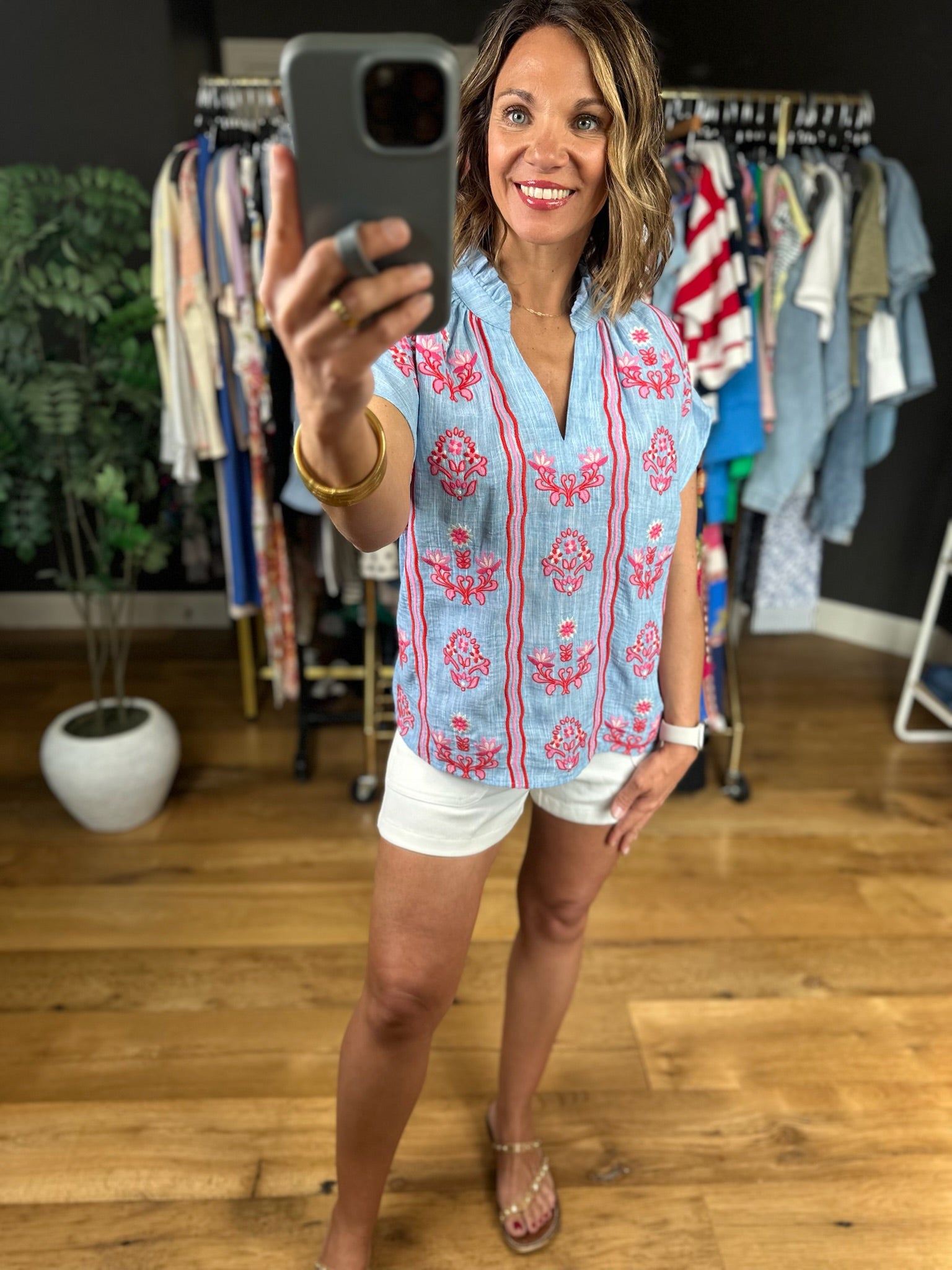 All Things New Embroidered Top-Short Sleeves-THML-Anna Kaytes Boutique, Women's Fashion Boutique in Grinnell, Iowa