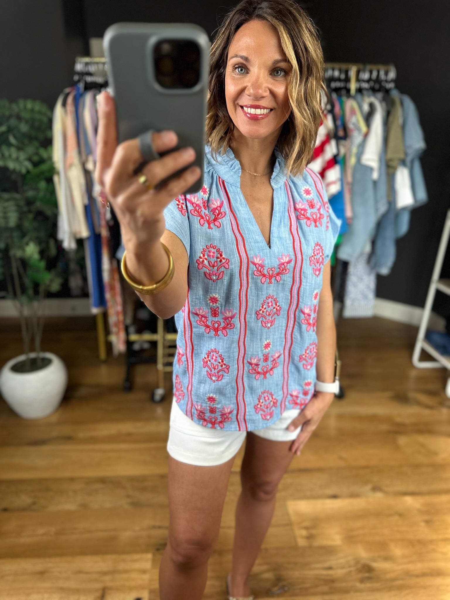 All Things New Embroidered Top-Short Sleeves-THML-Anna Kaytes Boutique, Women's Fashion Boutique in Grinnell, Iowa