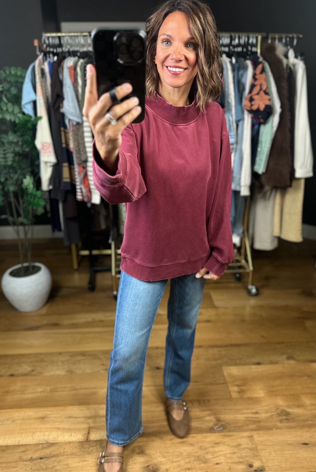 Working Closely Mock-Neck Crew-Sweaters-Thread & Supply-Anna Kaytes Boutique, Women's Fashion Boutique in Grinnell, Iowa