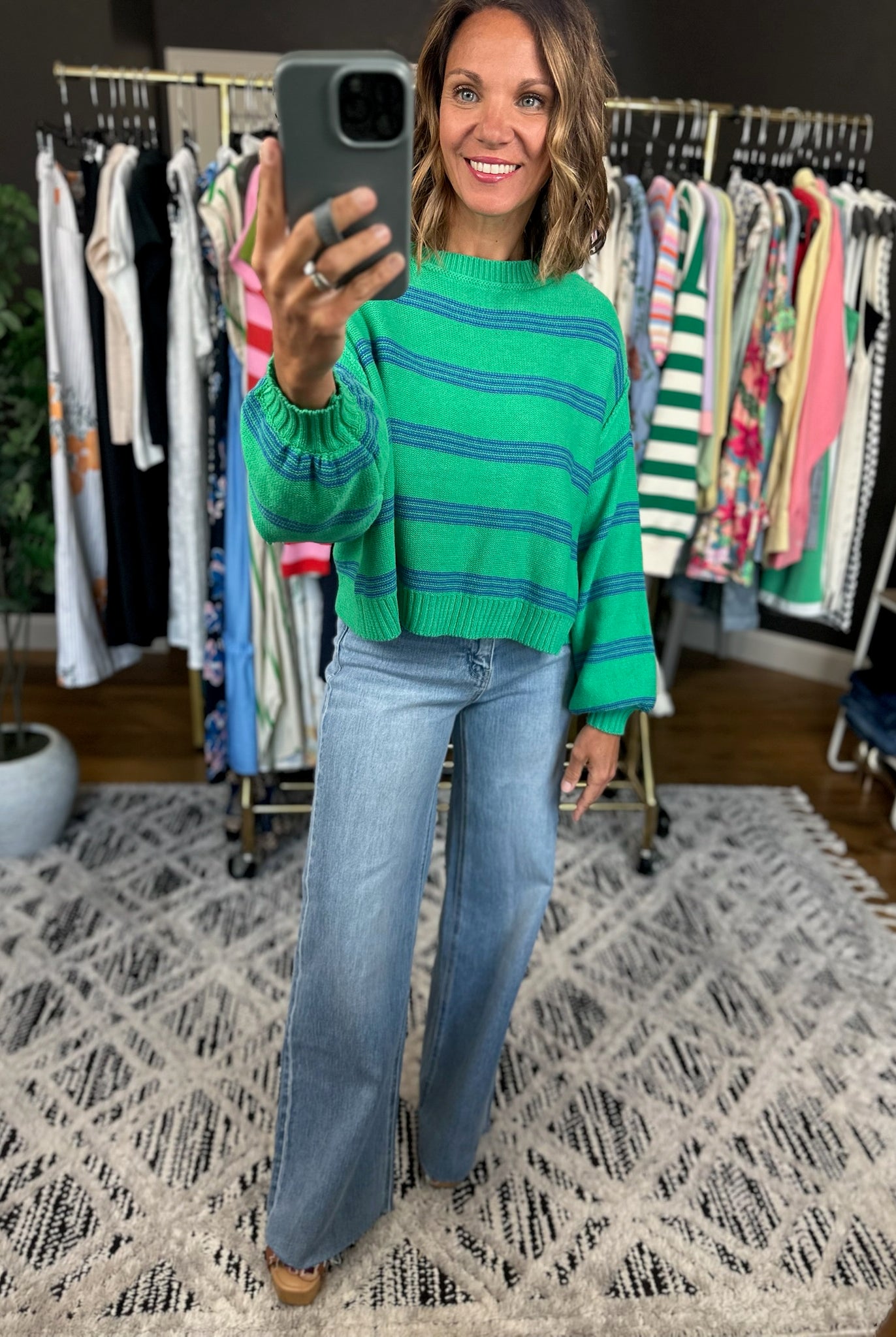 Right For You Striped Knit Top-Sweaters-Entro-Anna Kaytes Boutique, Women's Fashion Boutique in Grinnell, Iowa