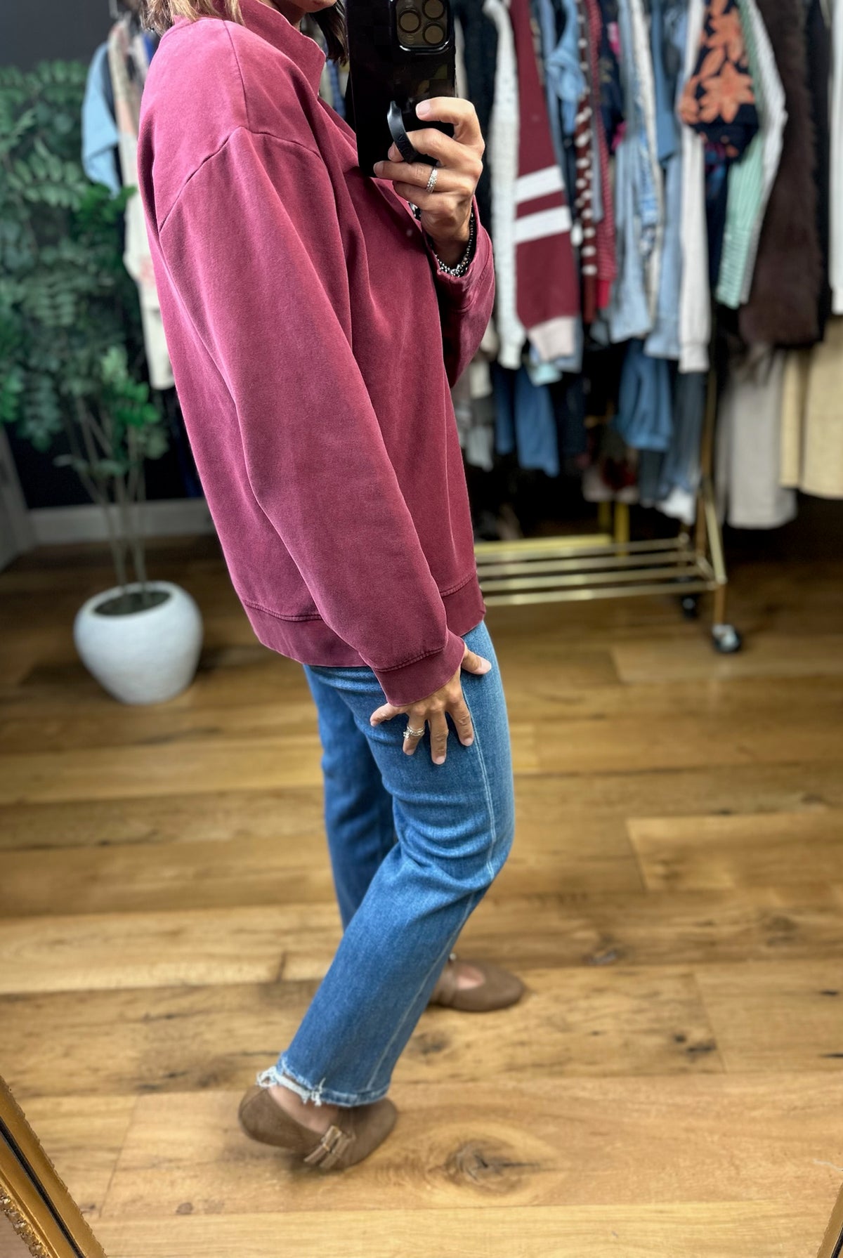 Working Closely Mock-Neck Crew-Sweaters-Thread & Supply-Anna Kaytes Boutique, Women's Fashion Boutique in Grinnell, Iowa