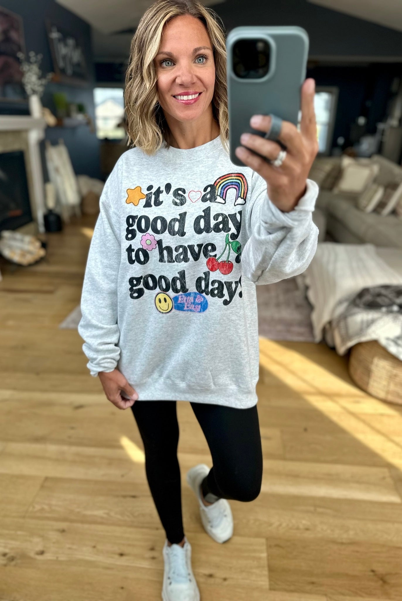 Good Day Crewneck Sweatshirt-sweaters-Etta & East-Anna Kaytes Boutique, Women's Fashion Boutique in Grinnell, Iowa