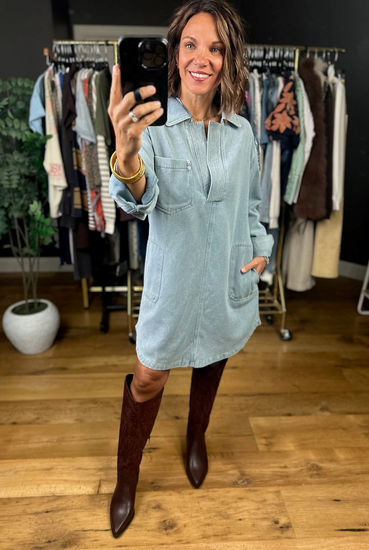 Telling You This Denim Dress-Dresses-Very J-Anna Kaytes Boutique, Women's Fashion Boutique in Grinnell, Iowa
