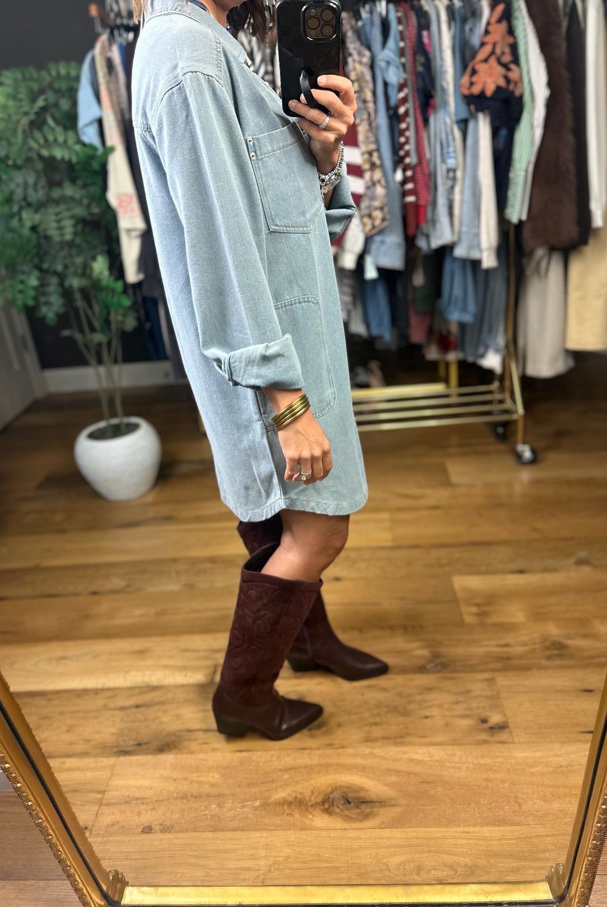 Telling You This Denim Dress-Dresses-Very J-Anna Kaytes Boutique, Women's Fashion Boutique in Grinnell, Iowa