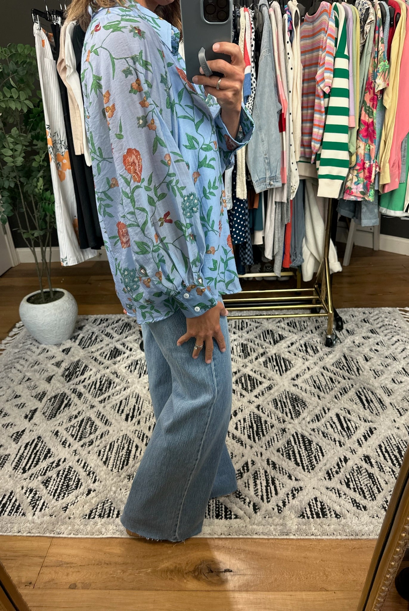 Finding Hope Floral Button-Down Top-Long Sleeves-Entro-Anna Kaytes Boutique, Women's Fashion Boutique in Grinnell, Iowa