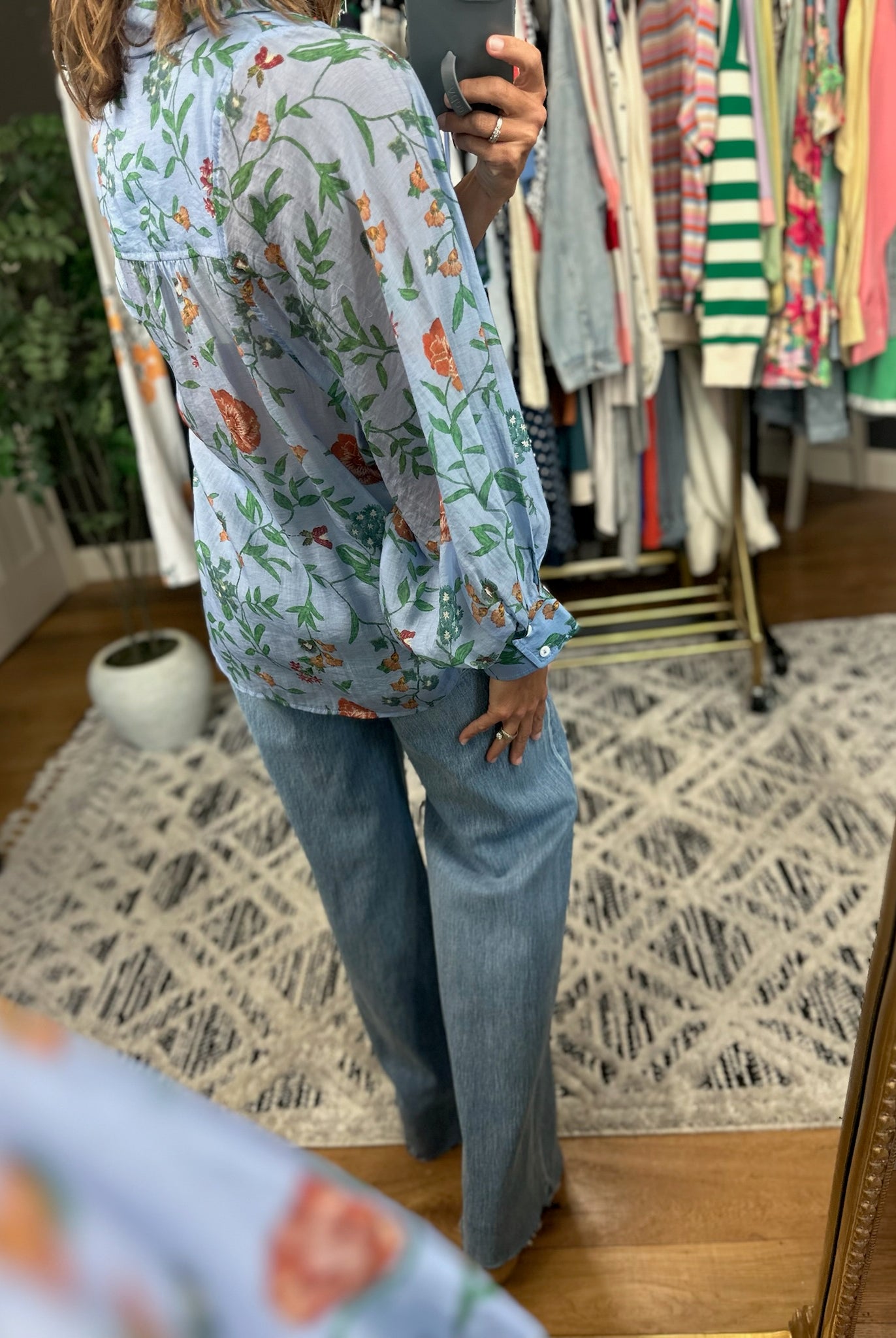 Finding Hope Floral Button-Down Top-Long Sleeves-Entro-Anna Kaytes Boutique, Women's Fashion Boutique in Grinnell, Iowa