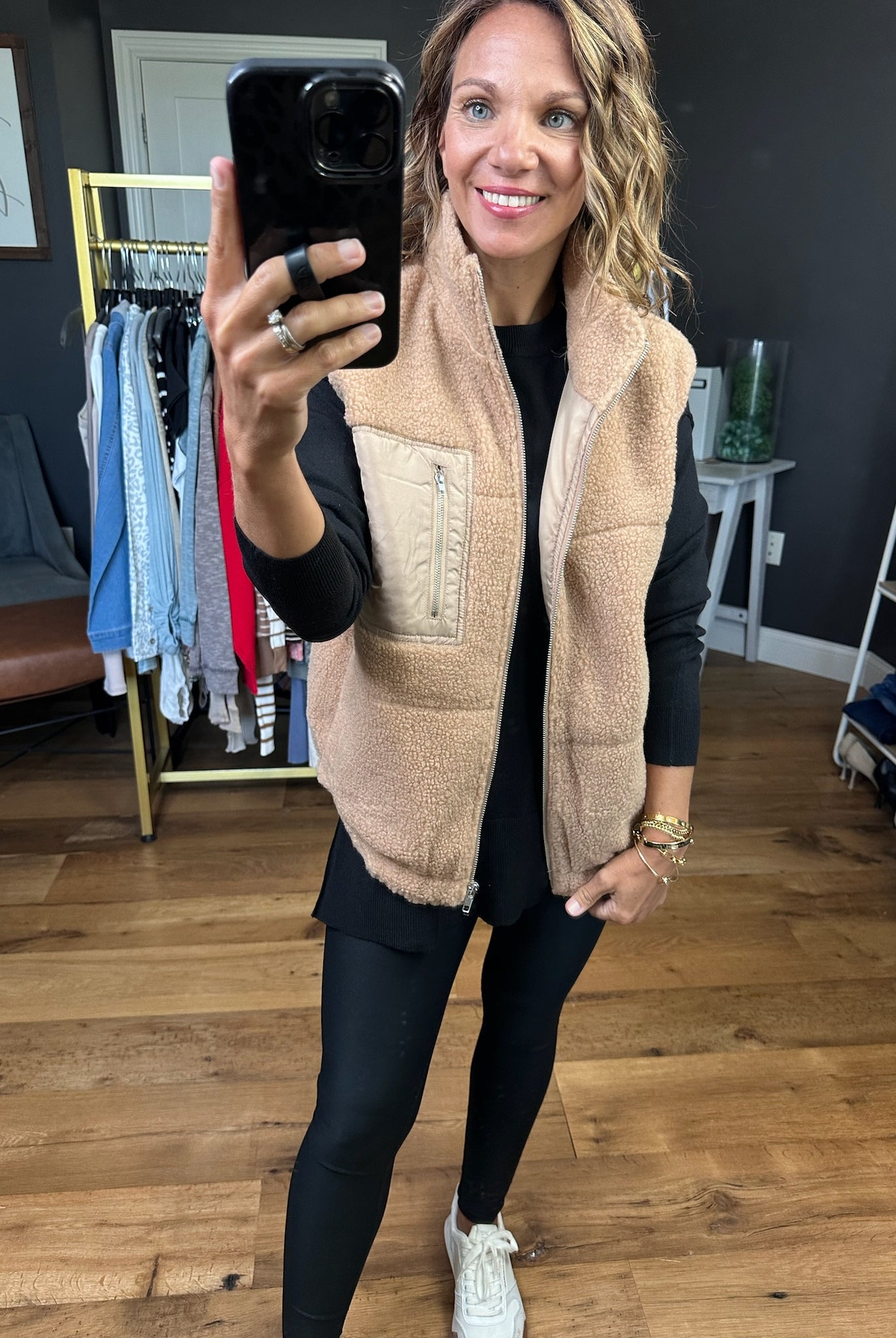 Cozy Time Sherpa Vest - Beige-Anna Kaytes Boutique-Anna Kaytes Boutique, Women's Fashion Boutique in Grinnell, Iowa