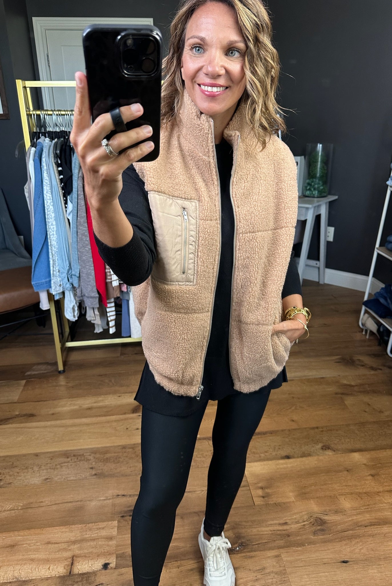 Cozy Time Sherpa Vest - Beige-Anna Kaytes Boutique-Anna Kaytes Boutique, Women's Fashion Boutique in Grinnell, Iowa
