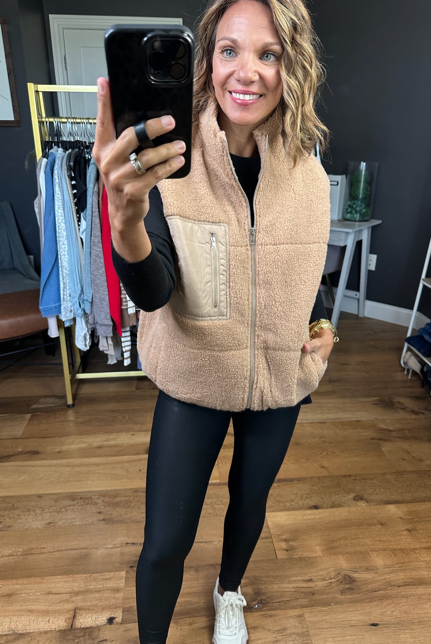 Cozy Time Sherpa Vest - Beige-Anna Kaytes Boutique-Anna Kaytes Boutique, Women's Fashion Boutique in Grinnell, Iowa