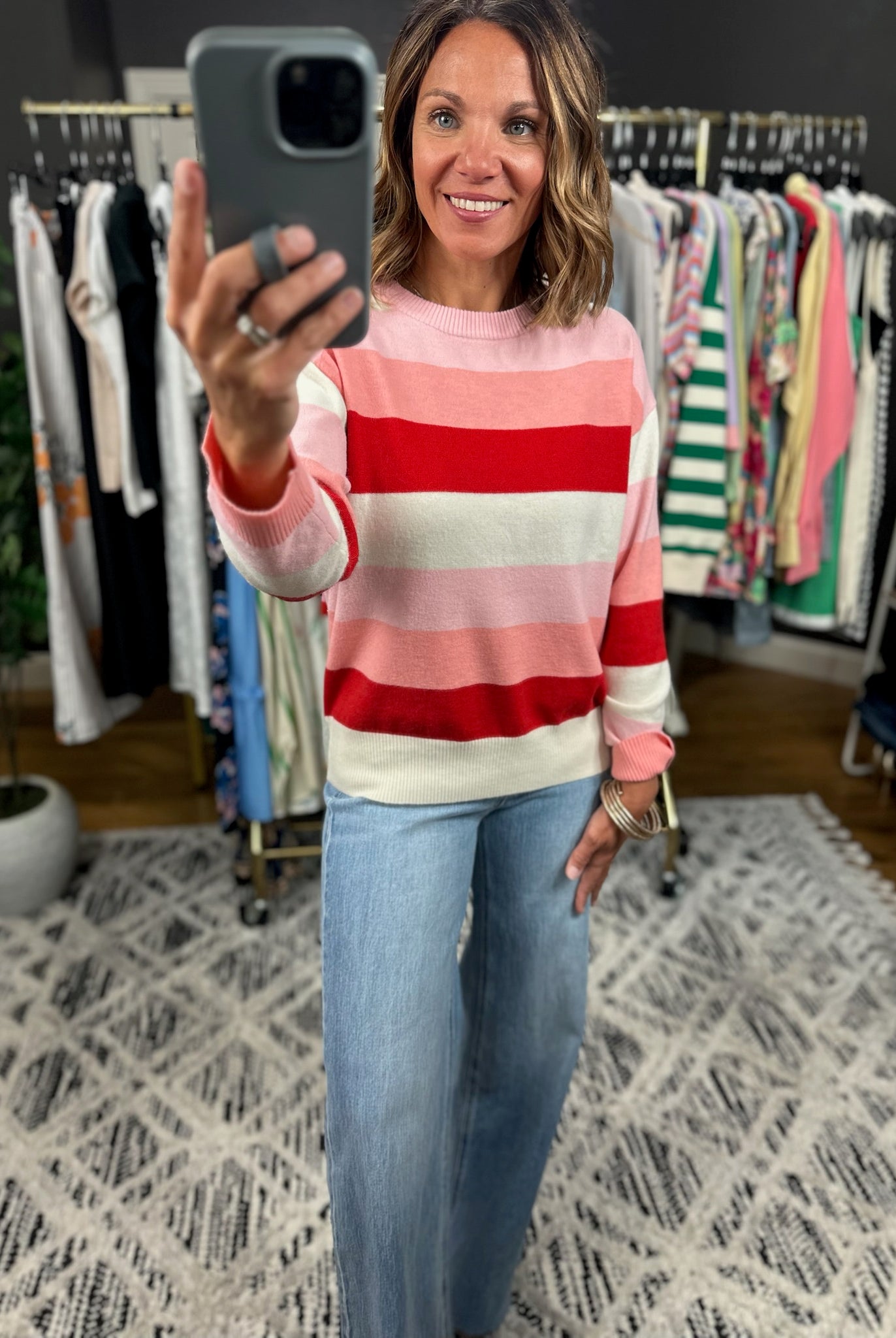 Soft Launch Striped Crew Sweater-Sweaters-Anniewear-Anna Kaytes Boutique, Women's Fashion Boutique in Grinnell, Iowa