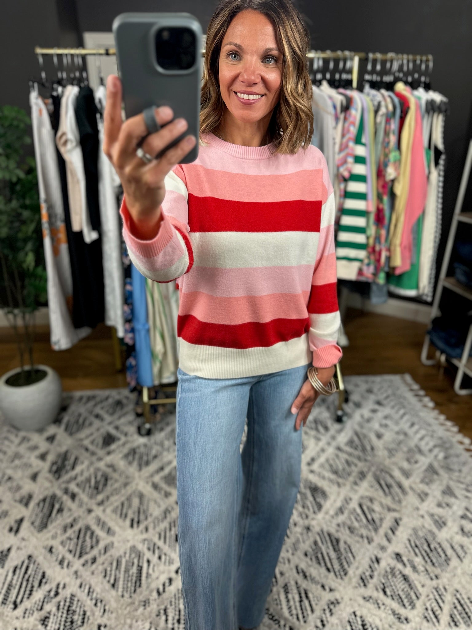 Soft Launch Striped Crew Sweater-Sweaters-Anniewear-Anna Kaytes Boutique, Women's Fashion Boutique in Grinnell, Iowa