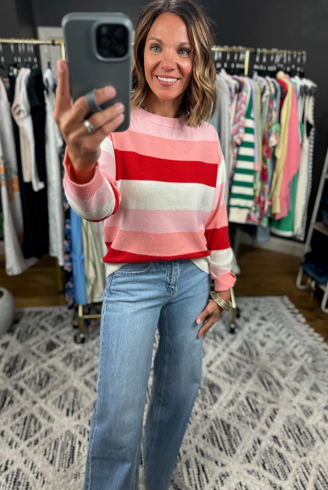 Soft Launch Striped Crew Sweater-Sweaters-Anniewear-Anna Kaytes Boutique, Women's Fashion Boutique in Grinnell, Iowa