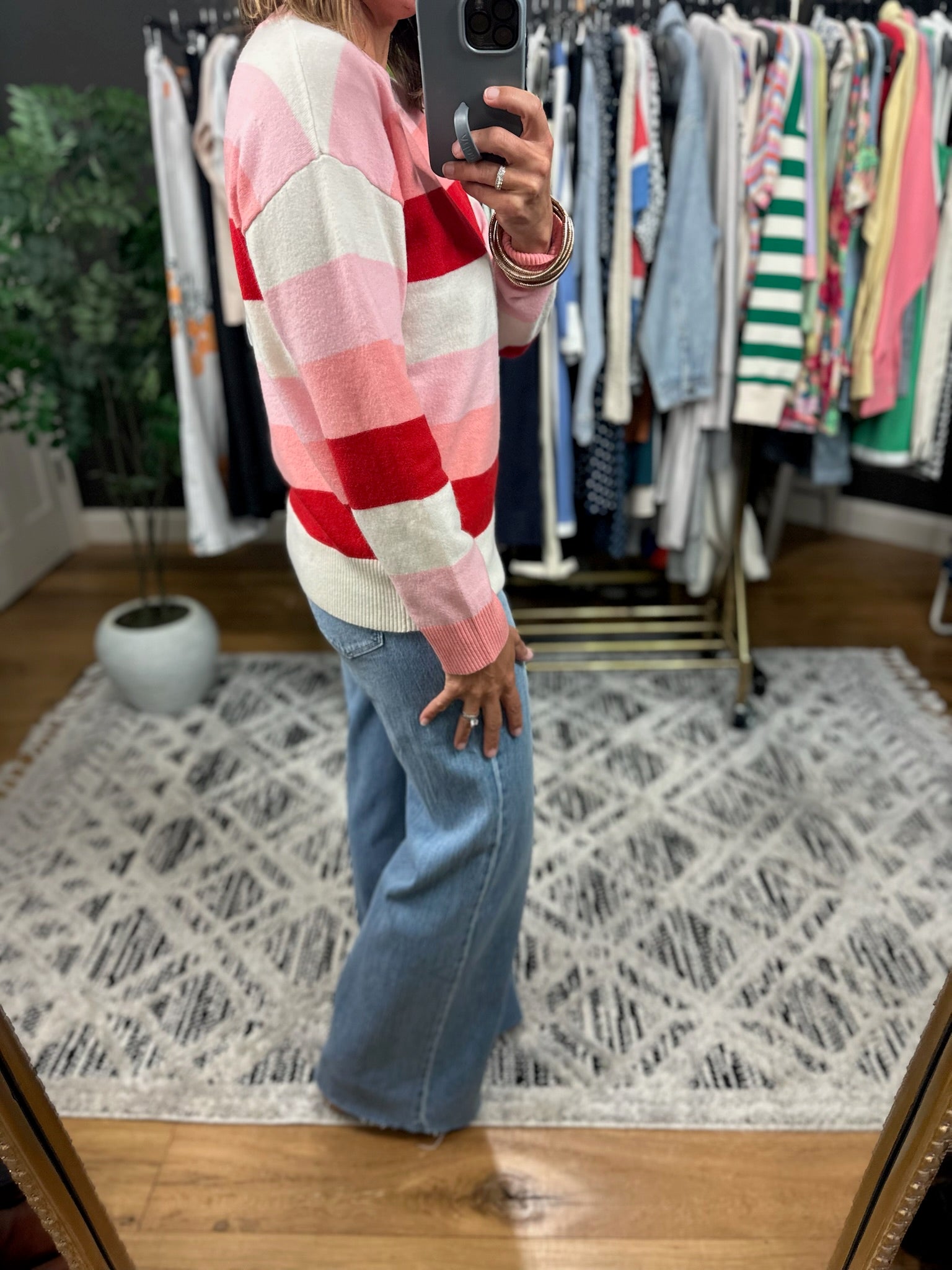 Soft Launch Striped Crew Sweater-Sweaters-Anniewear-Anna Kaytes Boutique, Women's Fashion Boutique in Grinnell, Iowa