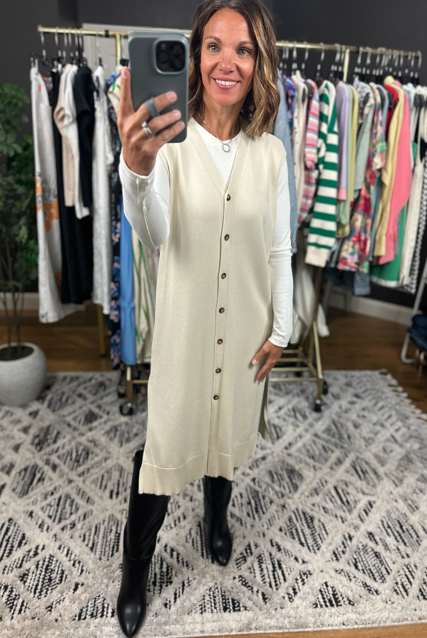 Dream On Lightweight Midi Vest-Sweaters-Wishlist-Anna Kaytes Boutique, Women's Fashion Boutique in Grinnell, Iowa