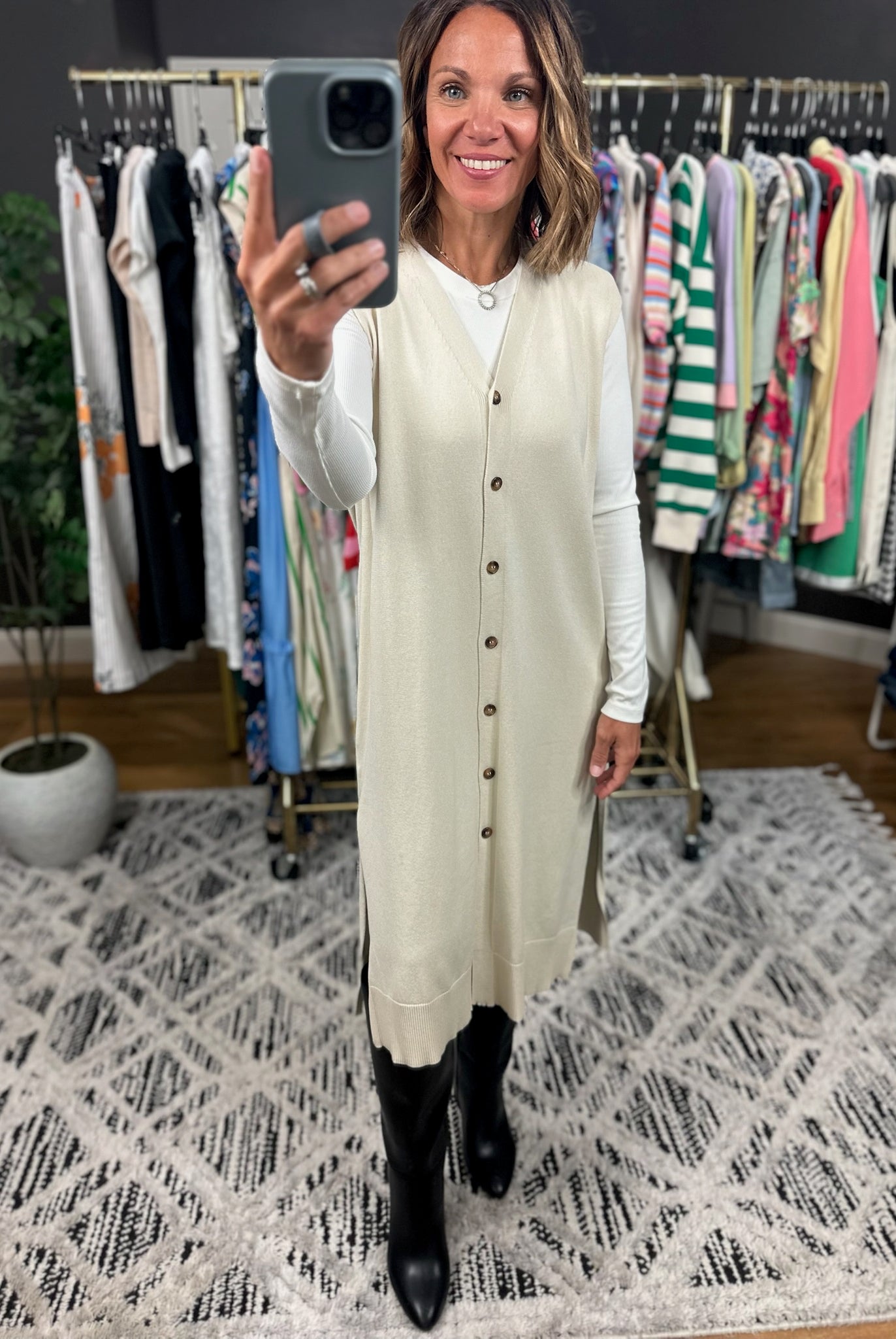 Dream On Lightweight Midi Vest-Sweaters-Wishlist-Anna Kaytes Boutique, Women's Fashion Boutique in Grinnell, Iowa