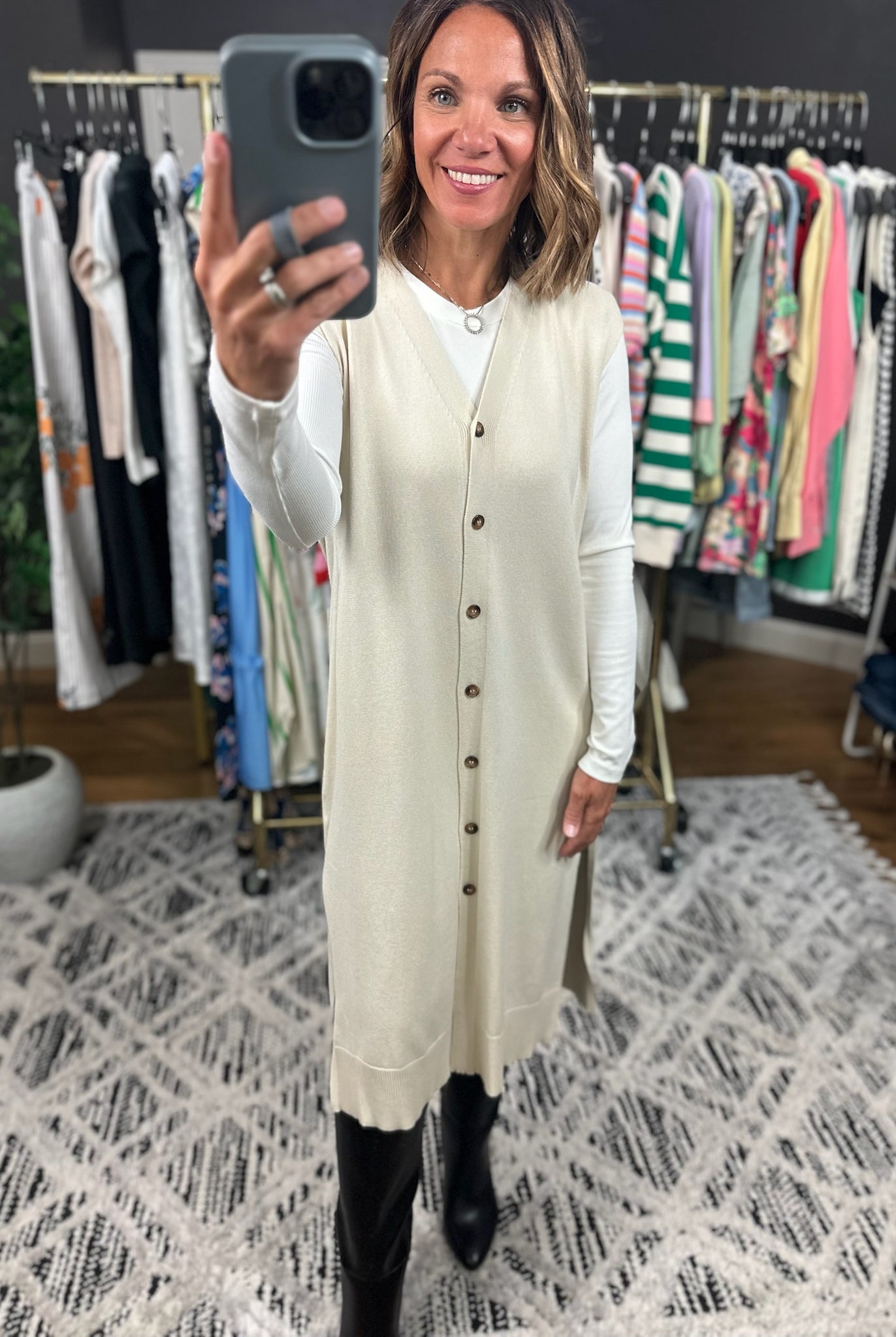 Dream On Lightweight Midi Vest-Sweaters-Wishlist-Anna Kaytes Boutique, Women's Fashion Boutique in Grinnell, Iowa