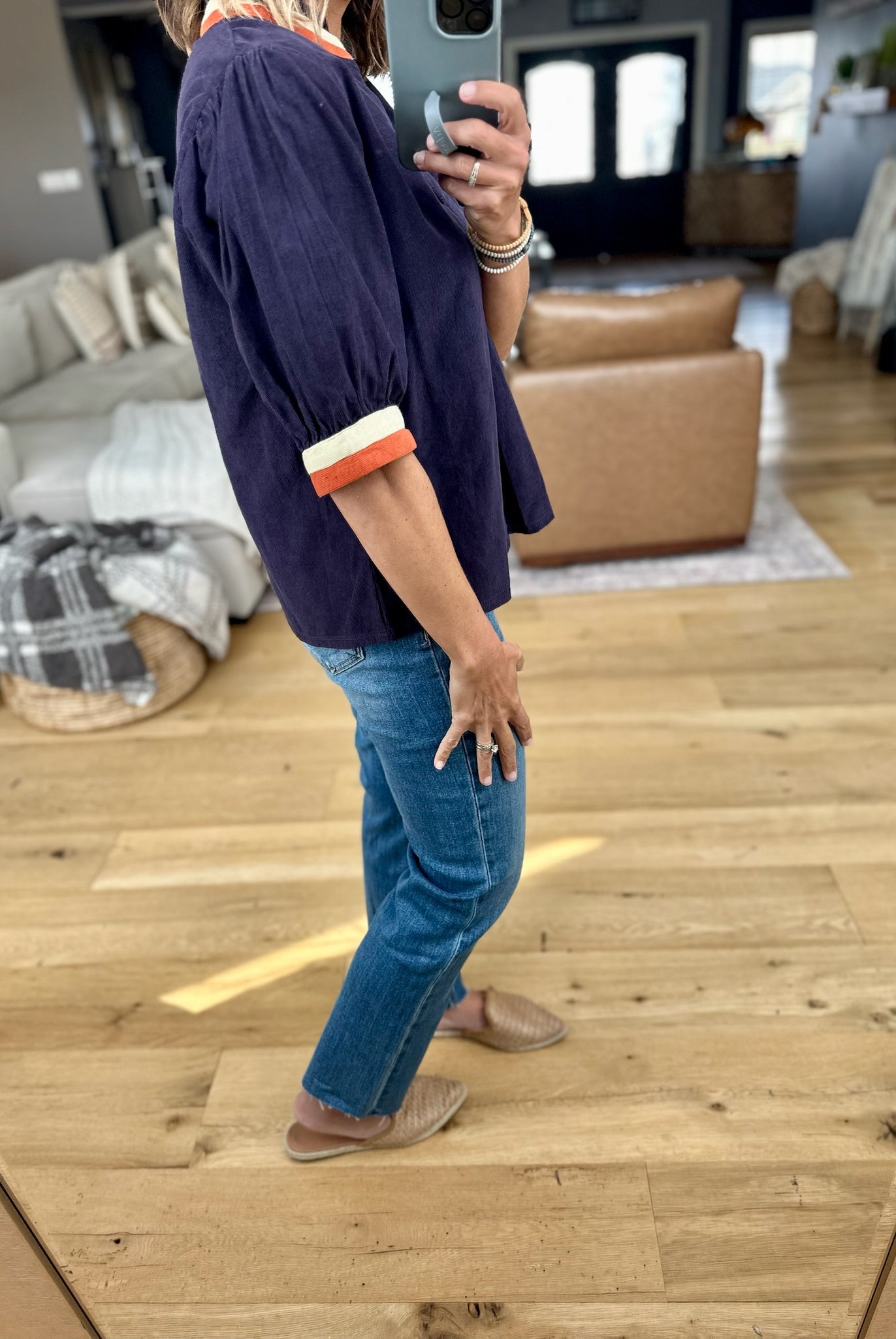 The Final Stage V-Neck Trimmed Top-THML-Anna Kaytes Boutique, Women's Fashion Boutique in Grinnell, Iowa