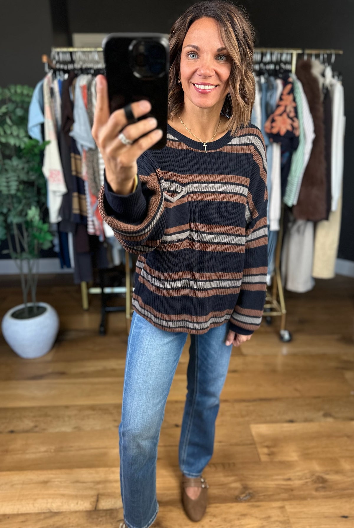 Grateful Feeling Striped Knit Top-Sweaters-Blu Pepper-Anna Kaytes Boutique, Women's Fashion Boutique in Grinnell, Iowa