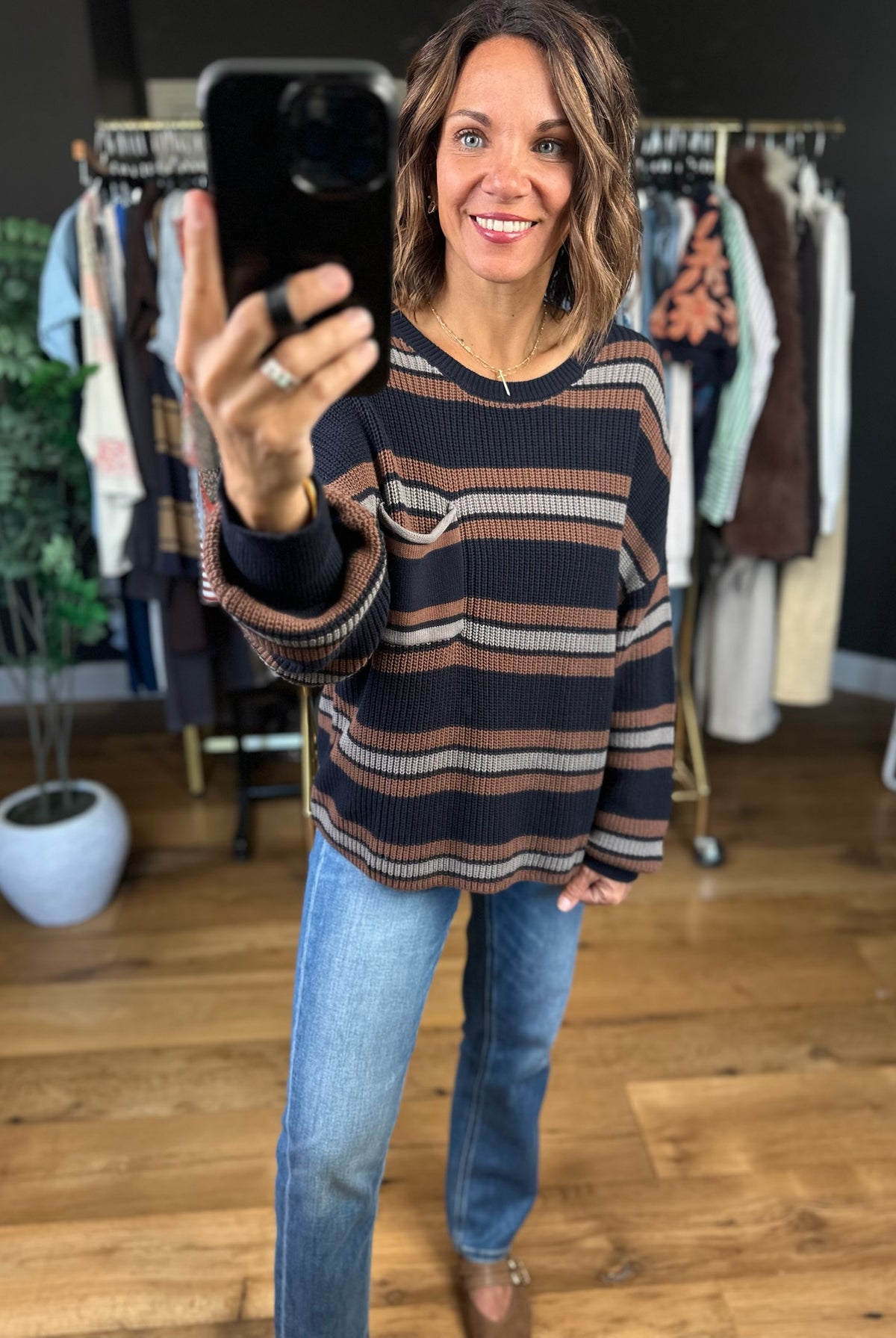 Grateful Feeling Striped Knit Top-Sweaters-Blu Pepper-Anna Kaytes Boutique, Women's Fashion Boutique in Grinnell, Iowa