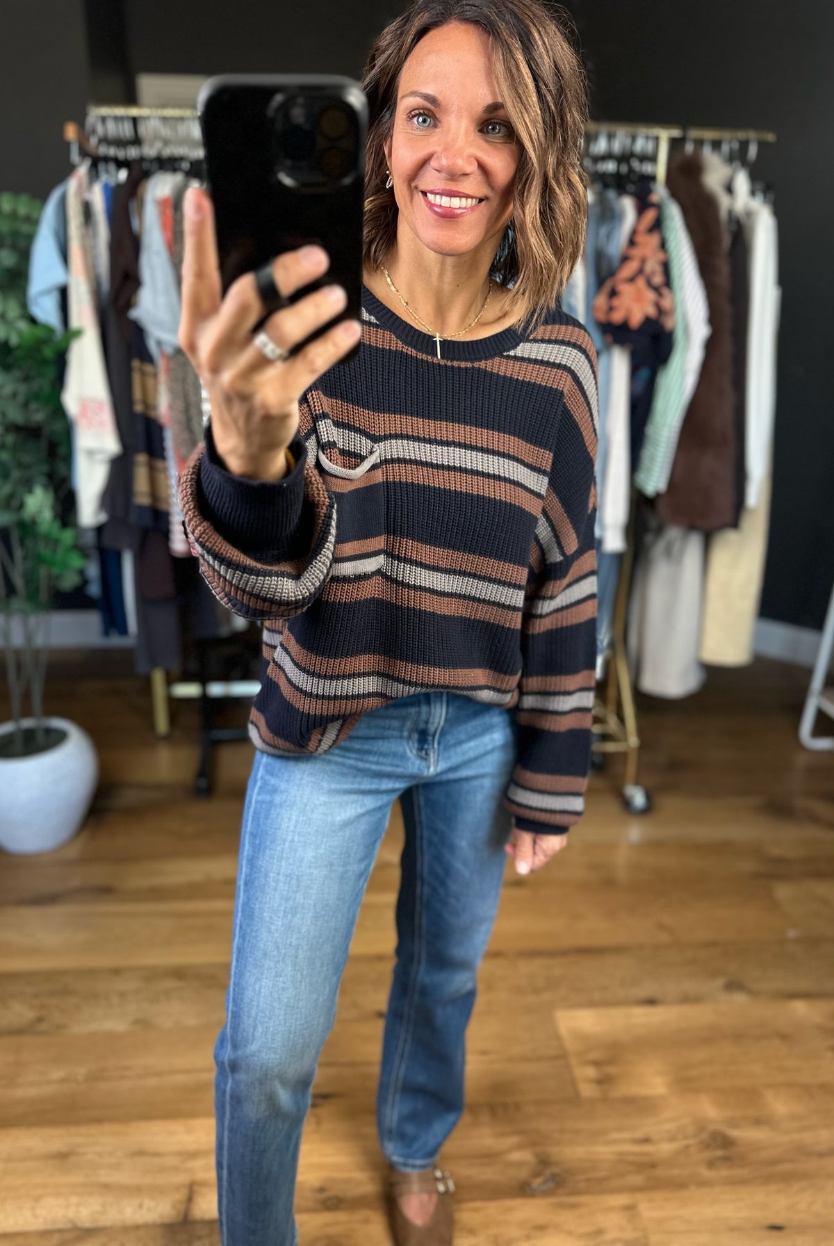 Grateful Feeling Striped Knit Top-Sweaters-Blu Pepper-Anna Kaytes Boutique, Women's Fashion Boutique in Grinnell, Iowa