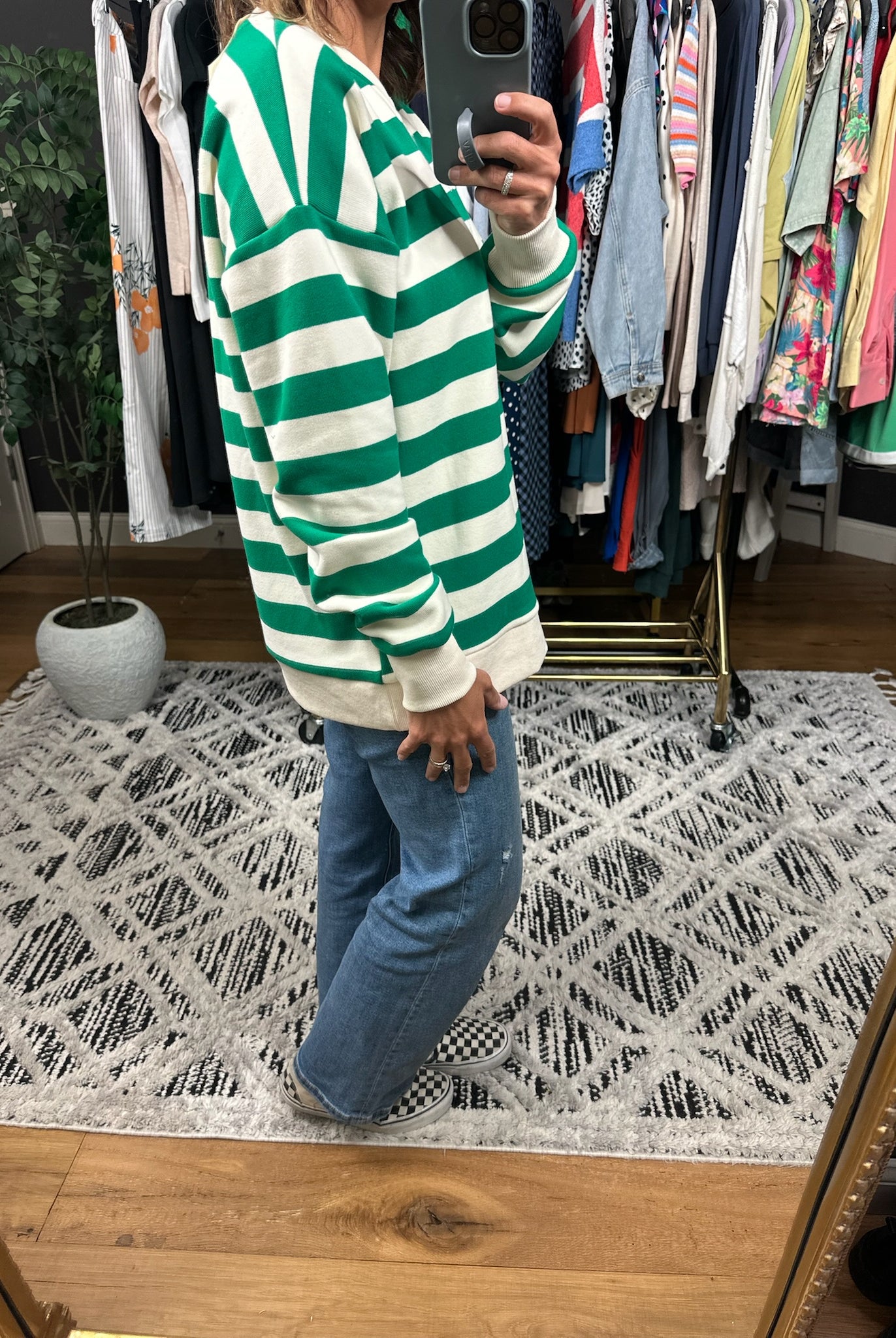 In My Head Striped Crew-Sweaters-Hem & Thread-Anna Kaytes Boutique, Women's Fashion Boutique in Grinnell, Iowa
