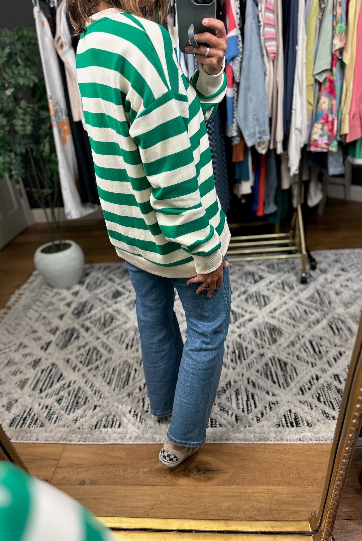 In My Head Striped Crew-Sweaters-Hem & Thread-Anna Kaytes Boutique, Women's Fashion Boutique in Grinnell, Iowa